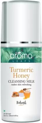 AlAroma Leafs Turmeric Honey Cleansing Milk - 120ml | Natural Face Wash for Glowing Skin | Gentle Cleanser for Daily Use, Sensitive Skin & Acne Prone Skin | Perfect for Morning & Night Skincare Routine