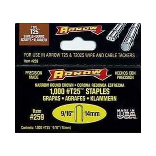 Arrow 259 T25/T2025 9/16-Inch Staples - 1000 Pack for Heavy Duty Staplers - Perfect for Office, Home, and Construction Use