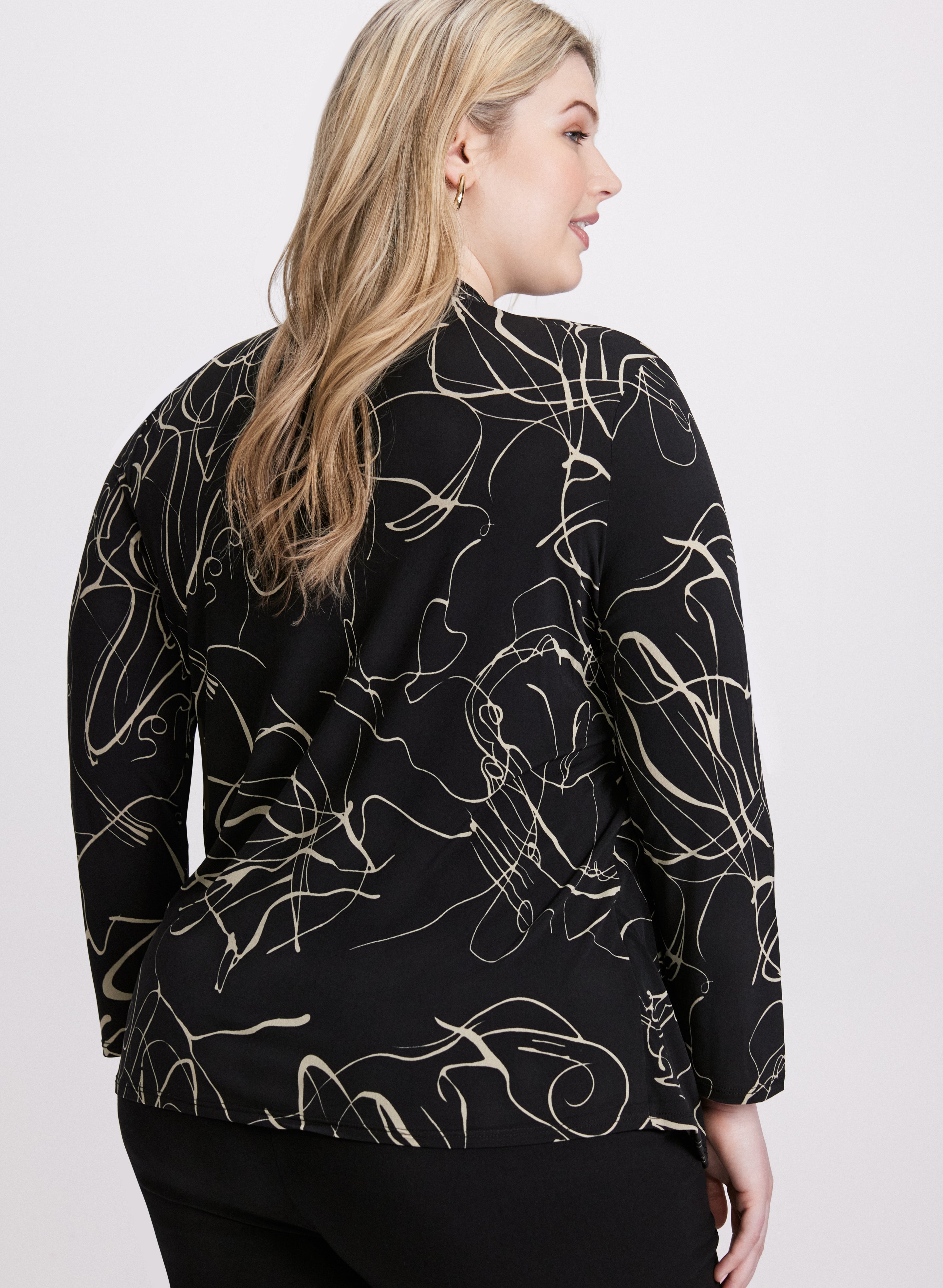 Abstract Layered Illusion Top - Trendy Women's Fashion Blouse for Casual Wear & Night Out | Perfect for Parties, Dates, and Office Outfits