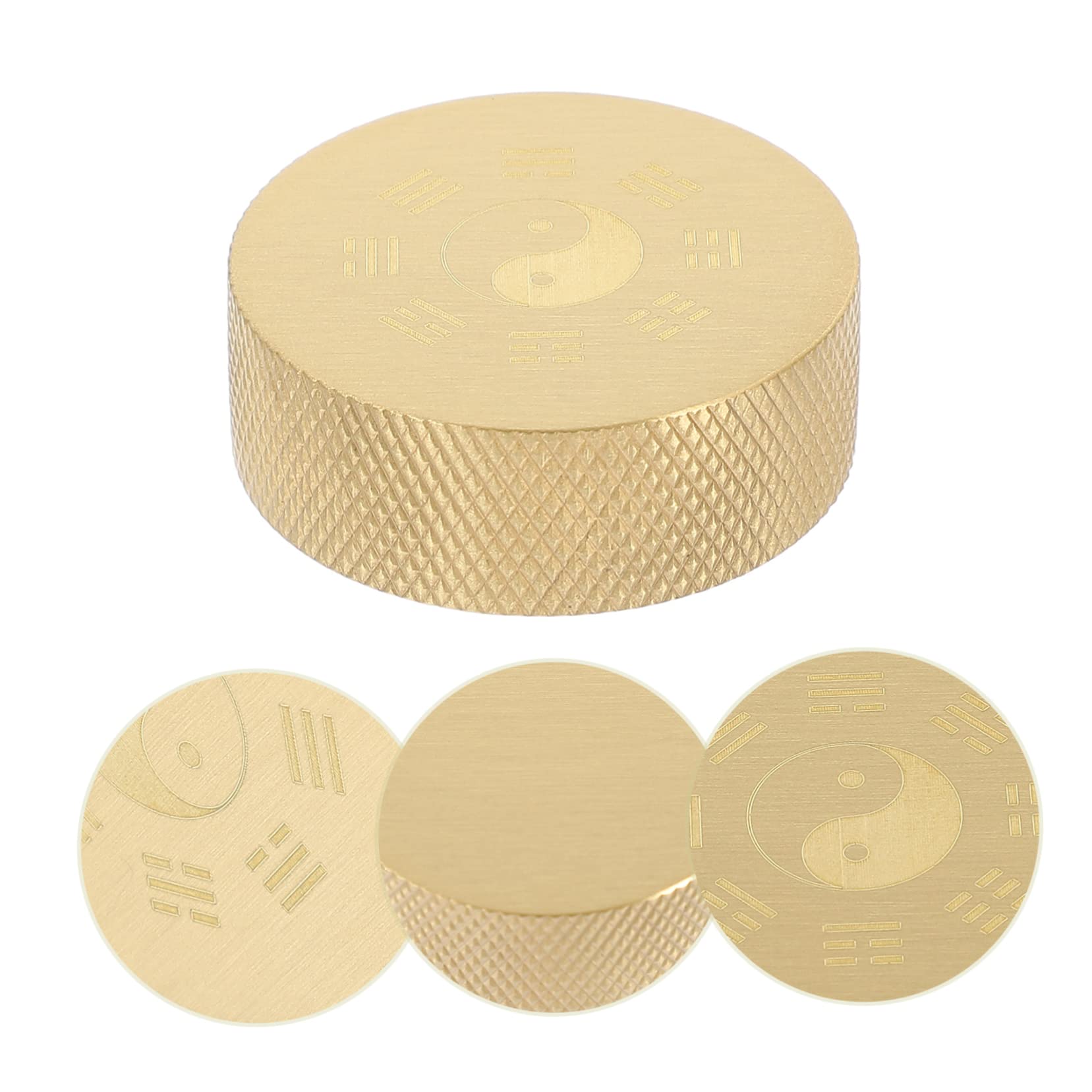 WESIEVYA Small Copper Feng Shui Bagua Paperweight - Elegant Office Desk Decor, Town Ruler Design for Home & Workspace (Perfect for Feng Shui Balance, Desk Organization & Gift Giving)