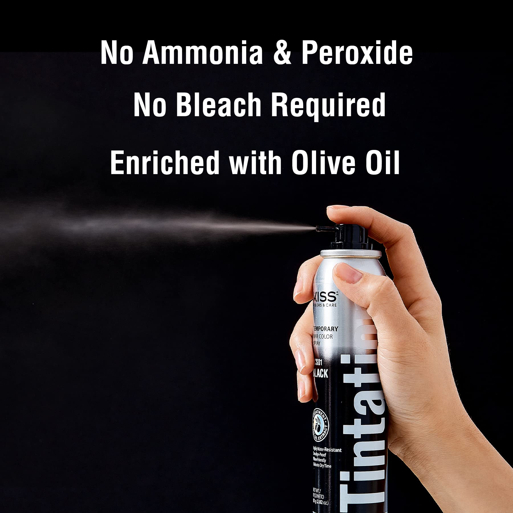 Red by Kiss Tintation Temporary Hair Color Spray - Jet Black (6 oz) | Instant Gray Root & Hairline Touch Up | Water-Resistant, Smudge-Proof & Quick-Dry Formula | Easy Wash Out | Professional Barber Use & DIY Home Styling | Perfect for Covering Roots, Enhancing Hairstyles & Special Occasions