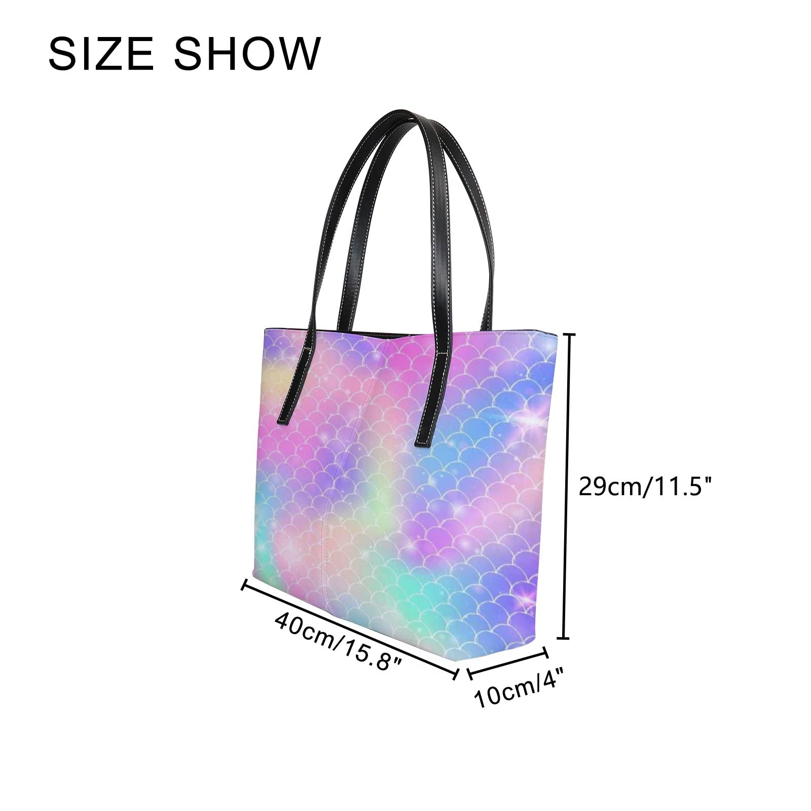 Stylish Mermaid Scale Print Leather Tote Bag for Women - Waterproof Crossbody Work Bag with Zipper - Perfect for Office, Travel & Beach Days