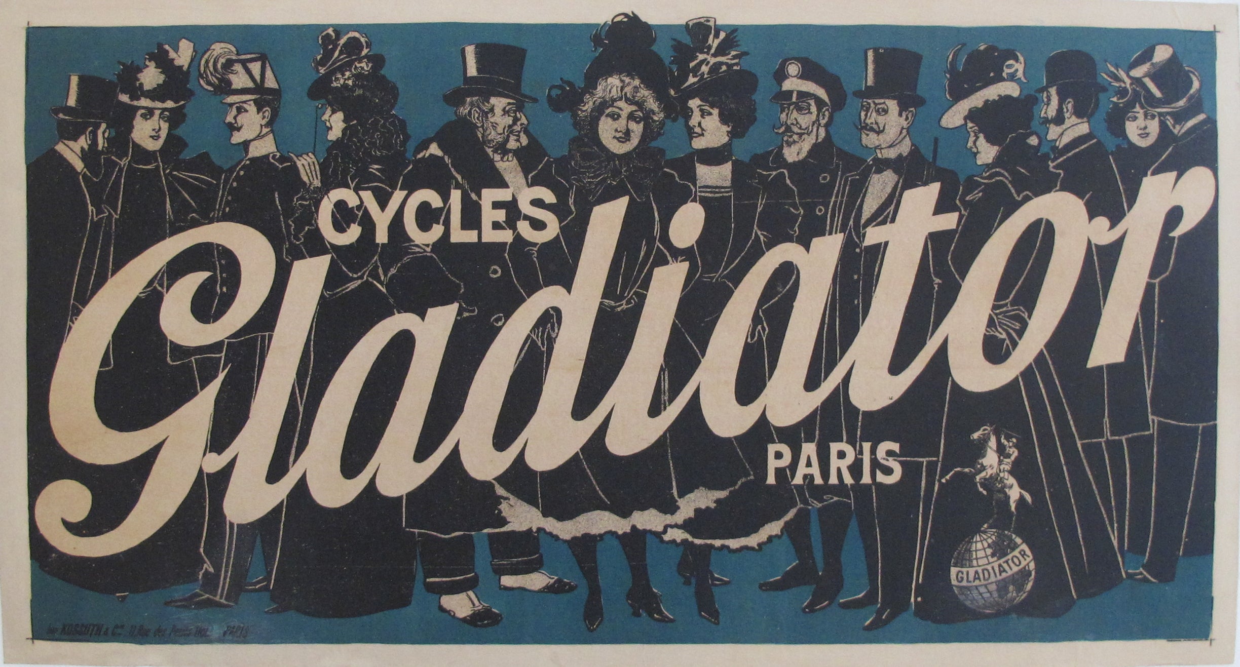 1895 Vintage French Bicycle Poster - Cycles Gladiator Paris - Retro Cycling Art for Home Decor & Office Wall Art