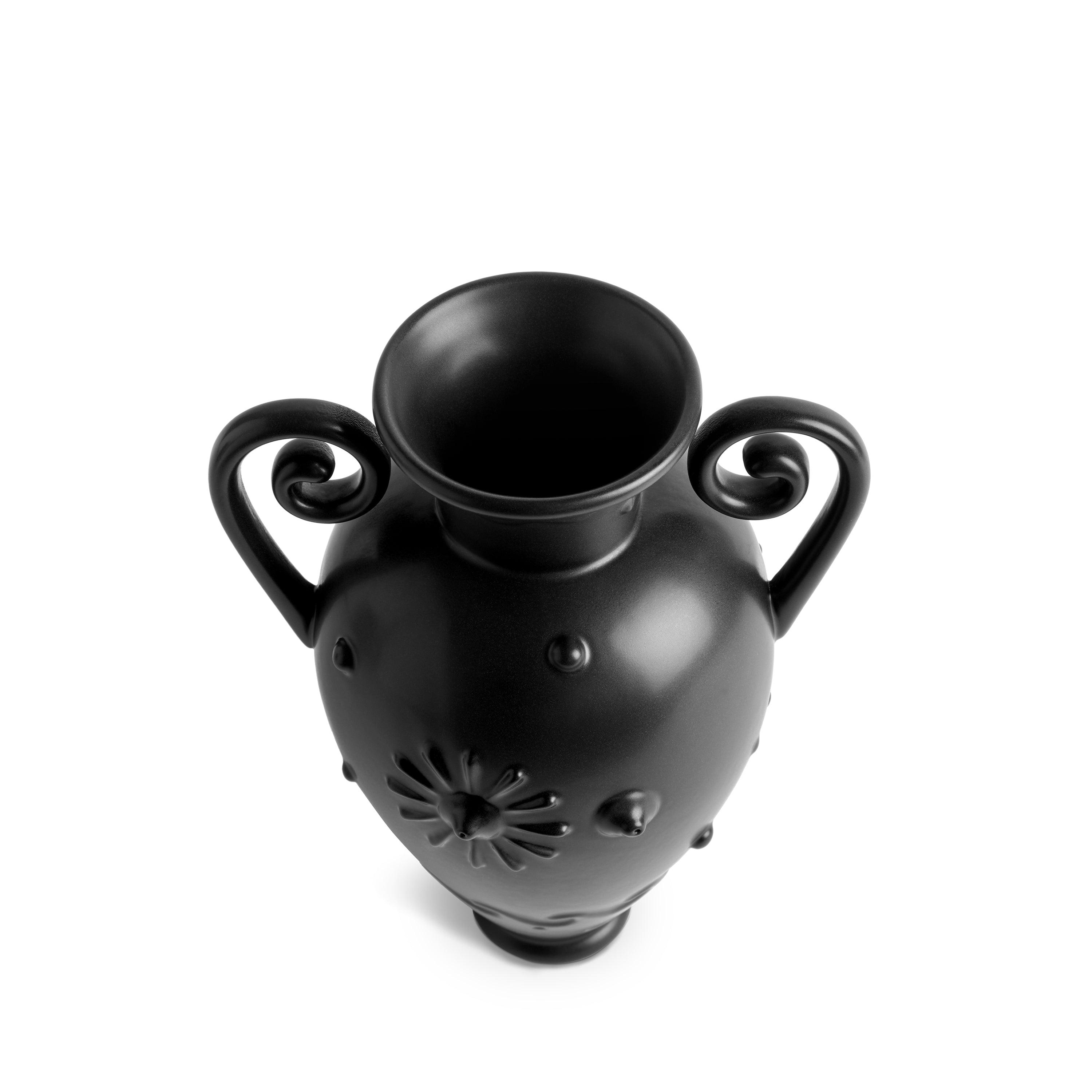 Pantheon Orpheus Amphora Vase - Elegant Black Greek Inspired Vase for Home Decor, Wedding Centerpieces & Gift Ideas