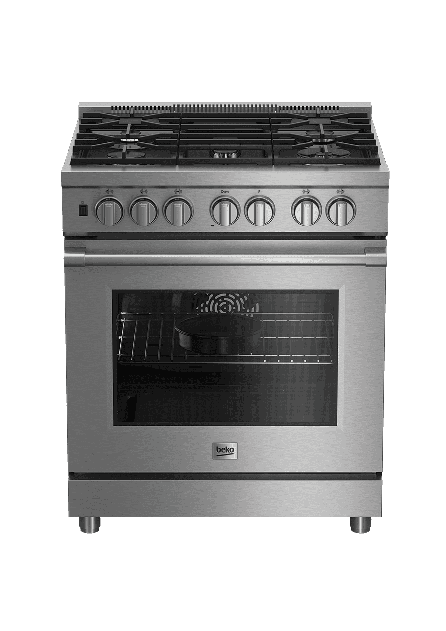 Beko PRDF34550SS 30 Inch Stainless Steel Pro Style Dual Fuel Range - Professional Gas & Electric Oven for Home Chefs & Commercial Kitchens - Perfect for Baking, Roasting & Stovetop Cooking
