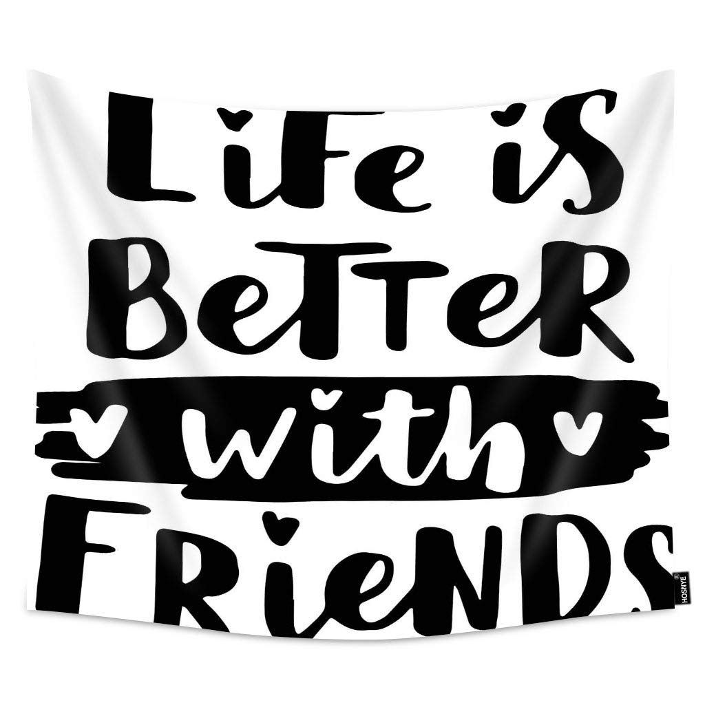 Friendship Day Tapestry Wall Hanging - Extra Large 90x60 Inch Inspirational Quote Decor 'Life is Better with Friends' - Perfect for Bedroom, Dorm, Living Room Wall Art & Boho Home Decor