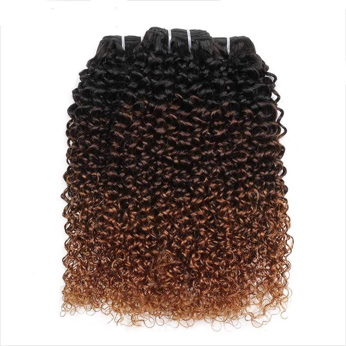 YanT HAIR 8A Grade Peruvian Virgin Hair Kinky Curly Human Hair Weave Bundles 22 24 26 Inches #T1b/4/30 Color - Perfect for Protective Styles, Weaves, and Natural Hair Extensions