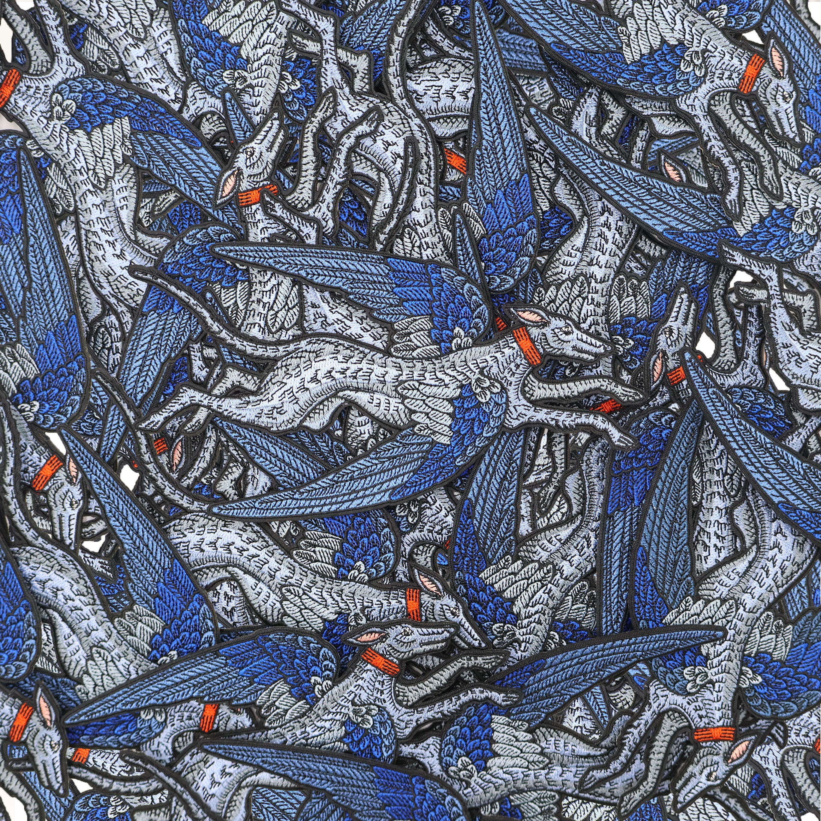 House of Hawks BLUE Flying Hound Embroidered Fabric Patch - Iron-On or Sew-On Applique for Jackets, Bags & DIY Crafts