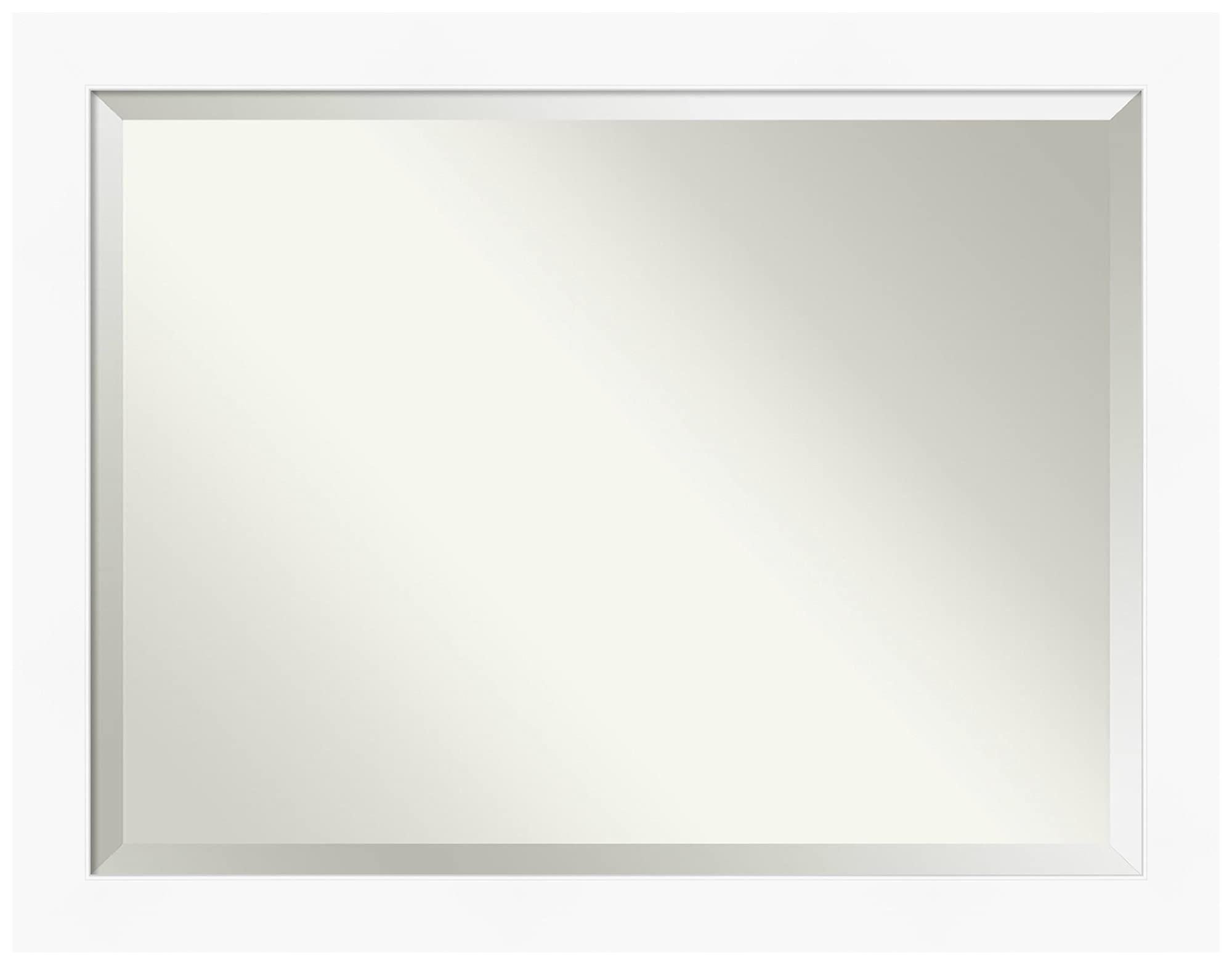Amanti Art 36x46 Inch White Rectangle Wall Mirror with Beveled Edge - Modern Contemporary Framed Bathroom & Living Room Decor - Hangs Horizontally or Vertically - Perfect for Vanity, Entryway, and Bedroom Decor