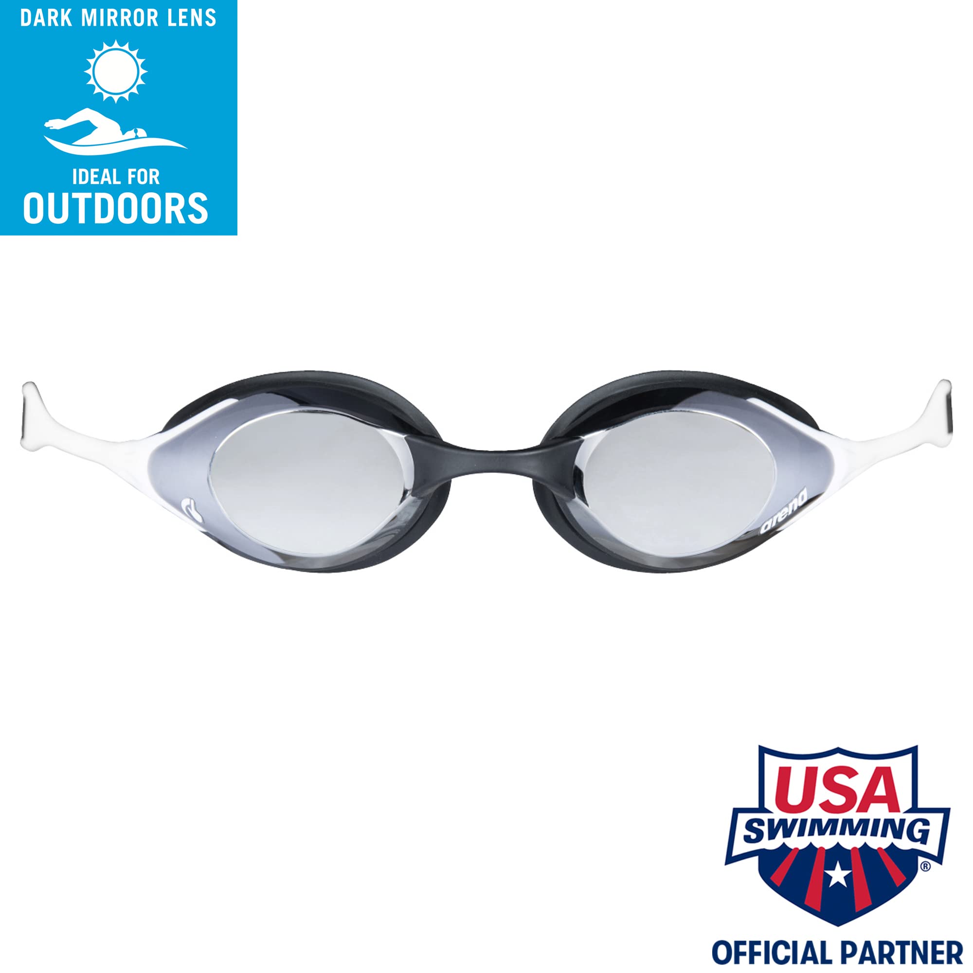 ARENA Unisex Adult Cobra Swipe Anti-Fog Racing Swim Goggles - Polycarbonate Mirror/Non-Mirror Lens - Hydrodynamic Design for Competitive Swimming & Training