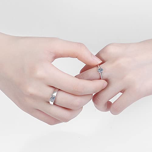Custom Moissanite Wedding Rings Sets for Couples - Sterling Silver Engagement Rings & Matching Bands - Perfect for Proposals, Anniversaries & Romantic Gifts