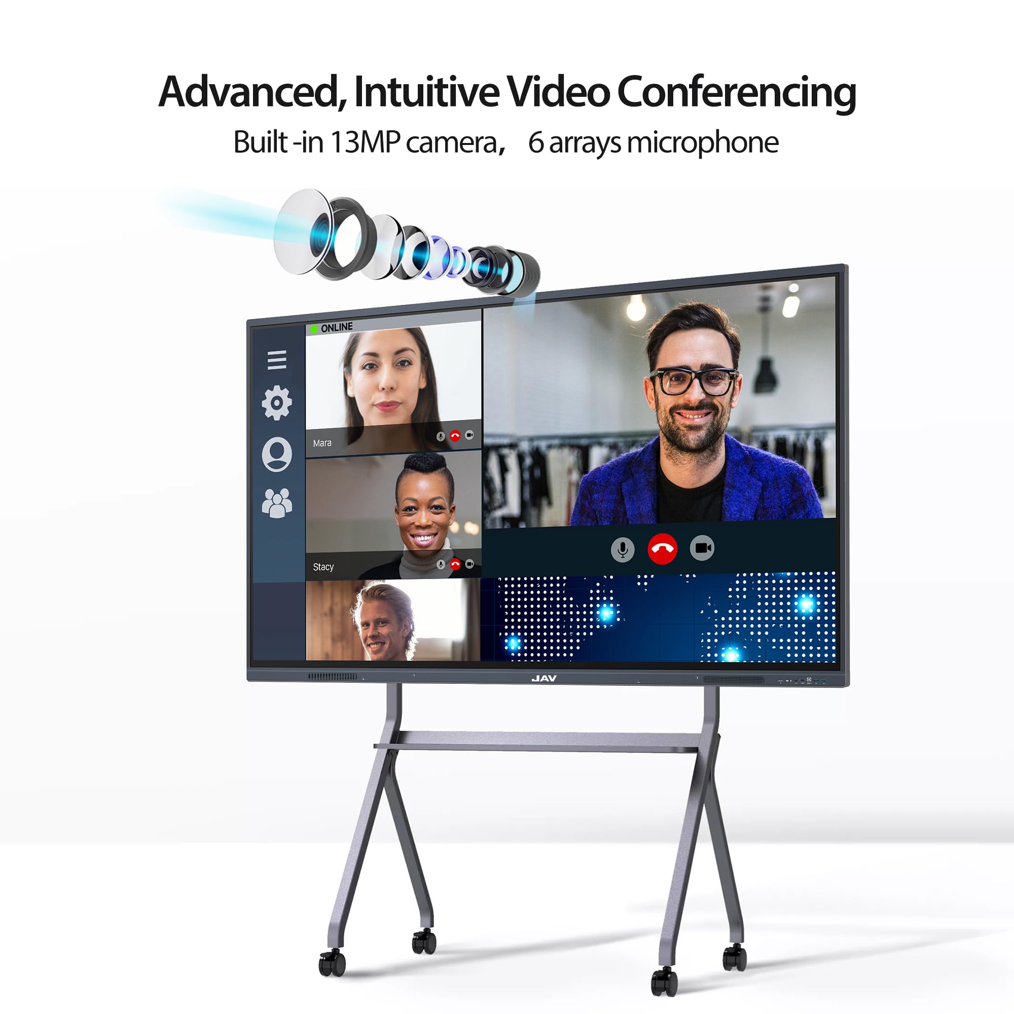 65 Inch Smart Board Interactive Whiteboard - 4K UHD Digital Presentation Board for Classroom, Office & Home Use - Wall Mount Included - Perfect for Teaching, Meetings & Remote Collaboration