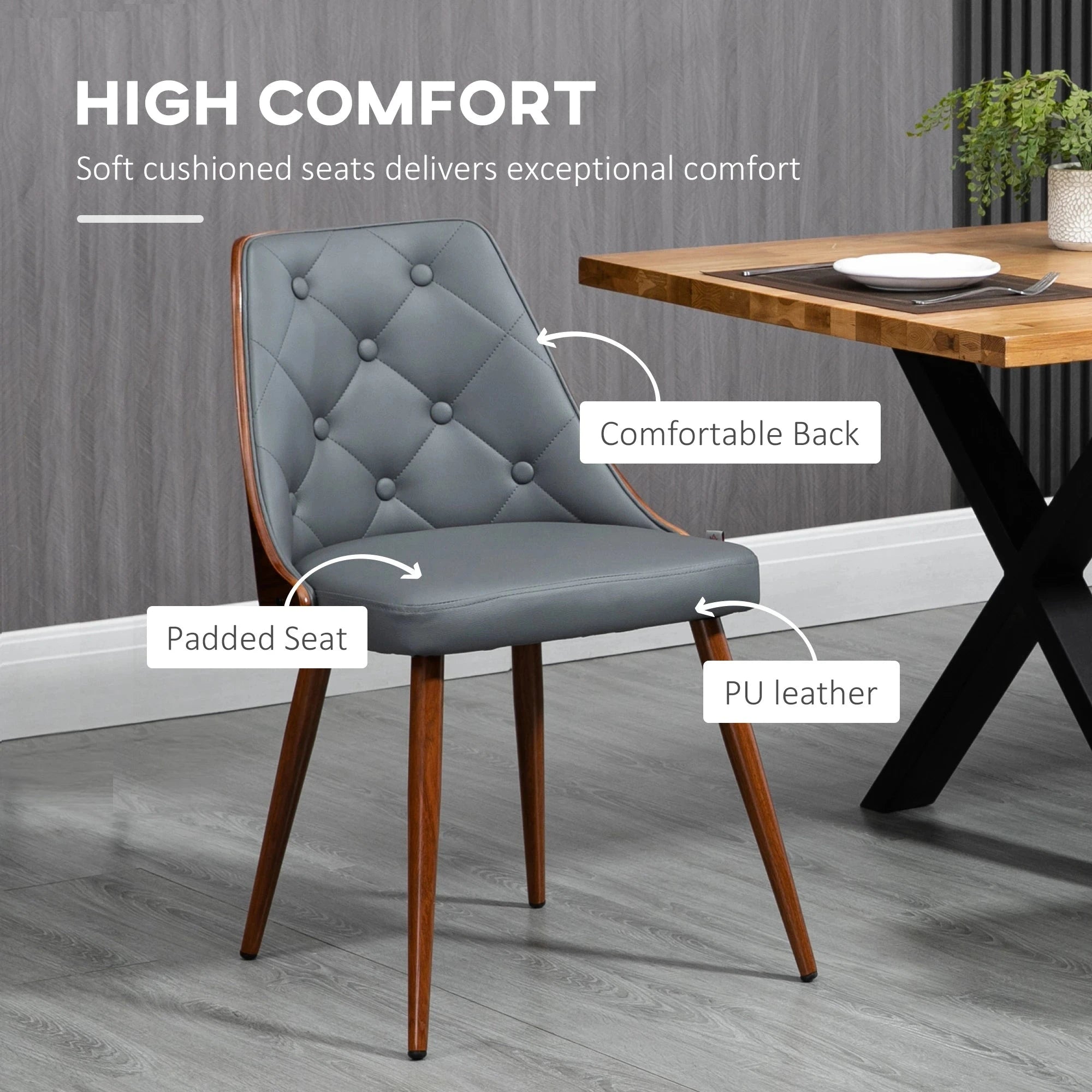 Premium Tufted Faux Leather Dining Chairs Set of 2 - Modern Kitchen & Dining Room Furniture - Available in Black & Brown for Home, Restaurant & Office Decor
