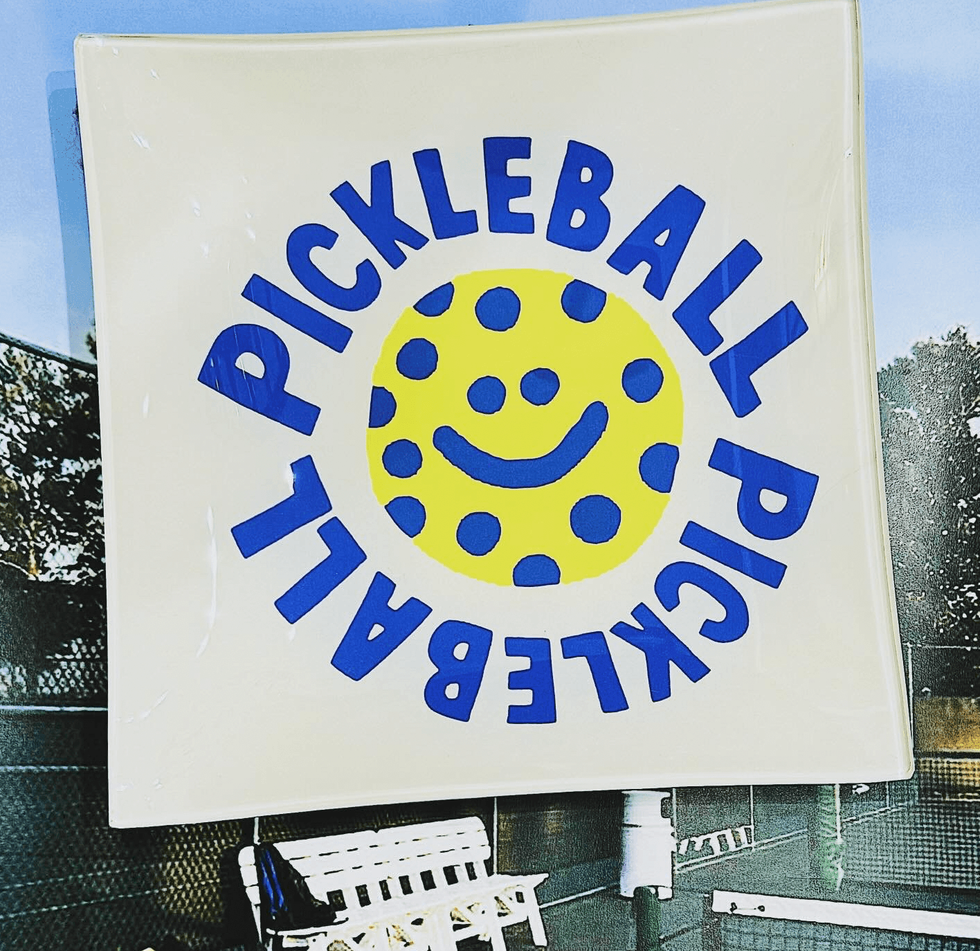 Decorative Pickleball Glass Tray - Handmade Decoupage Art for Home Decor, Perfect for Serving Snacks or Displaying Collectibles