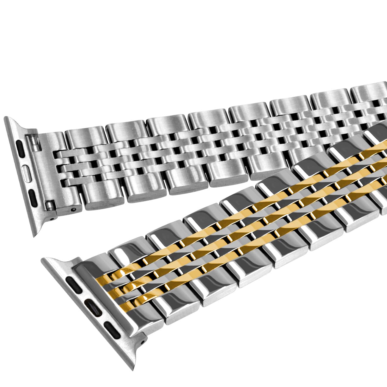 Premium Stainless Steel Apple Watch Band - Gold Silver Black Rose Glossy Metal Strap Compatible with iWatch Series 8/7/6/5/4/3/2/1/SE/Ultra (38mm-49mm) - Unisex Fashion Accessory for Workout, Office & Daily Wear