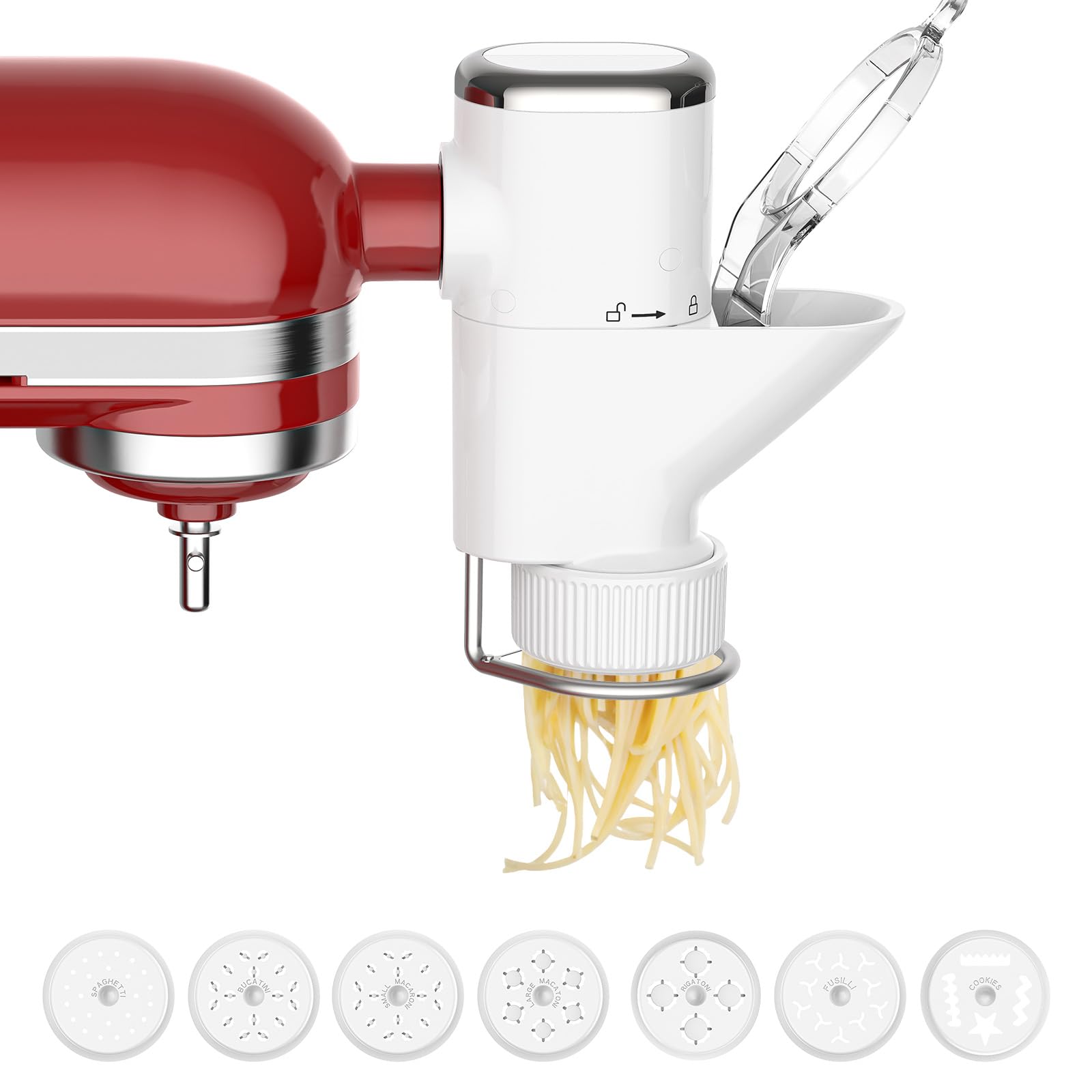 HOZODO Pasta Press Attachment for Kitchenaid Stand Mixers - 7 Interchangeable Plates for Homemade Spaghetti, Fettuccine & More | Perfect for Italian Cuisine, Family Dinners & Restaurant-Quality Meals at Home