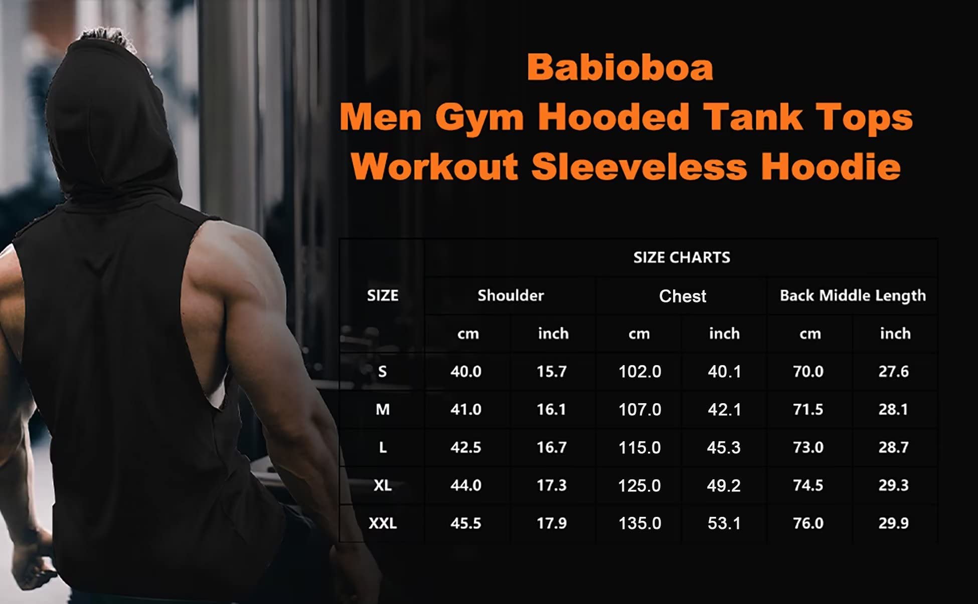 Babioboa Men's Workout Hooded Tank Top - Sleeveless Gym Hoodie for Bodybuilding & Training - Breathable Muscle Shirt for Fitness, Running & Outdoor Sports