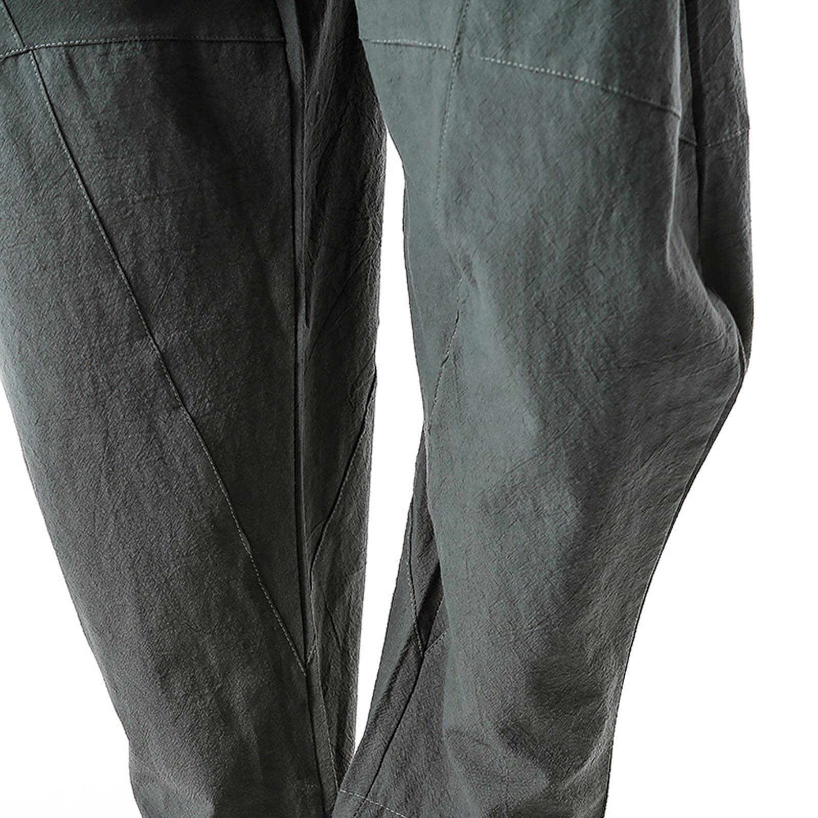 Muscularfit Men's Khaki Casual Pants - Loose Fit Drawstring Elastic Waist Cotton Linen Lounge Work Utility Trousers 2023 | Comfortable Home Wear & Outdoor Activities