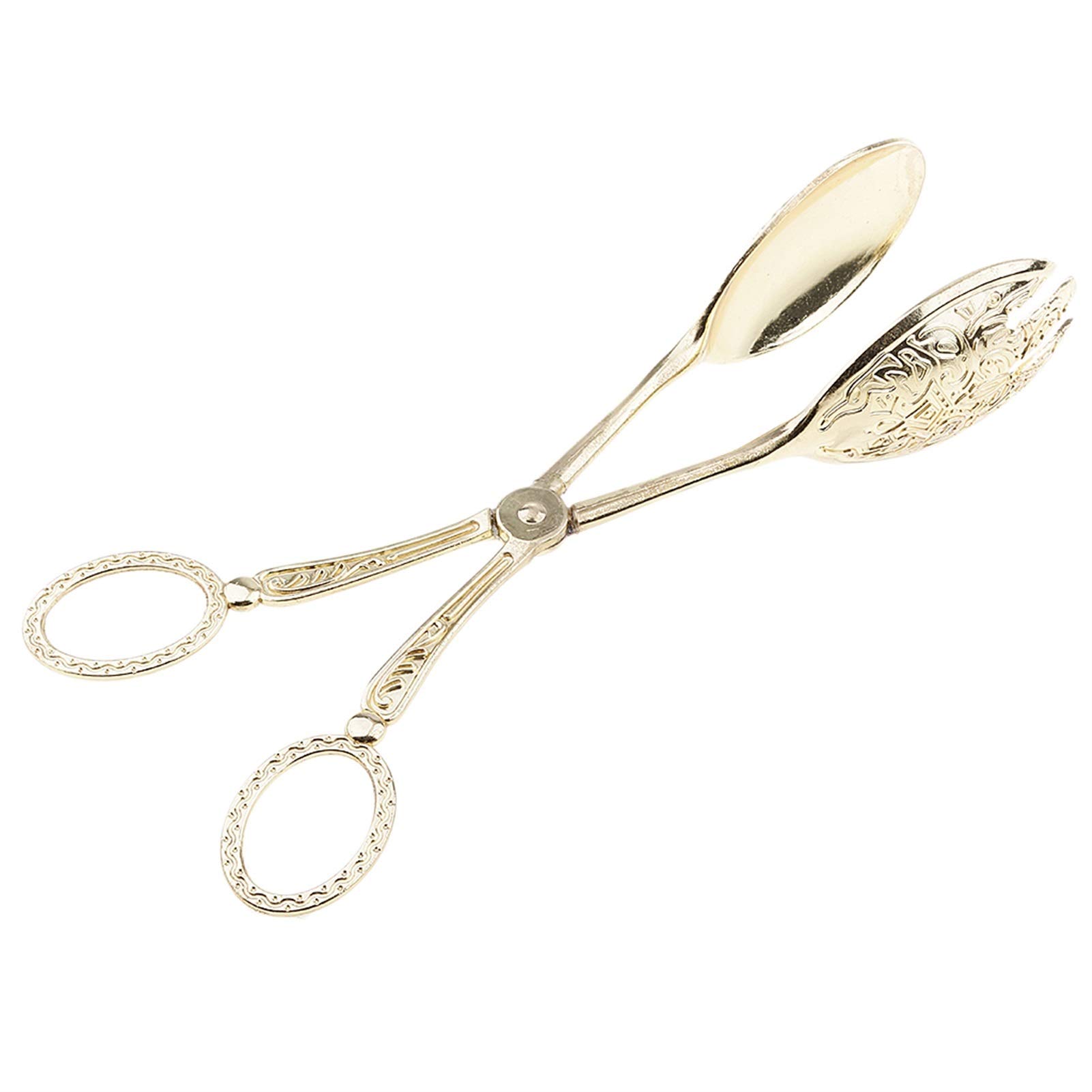 Premium Stainless Steel Serving Tongs - Gold Kitchen Tongs for Salad, Cake, Bread, BBQ & Buffet | Dishwasher Safe Food Tongs for Restaurants, Catering & Home Use