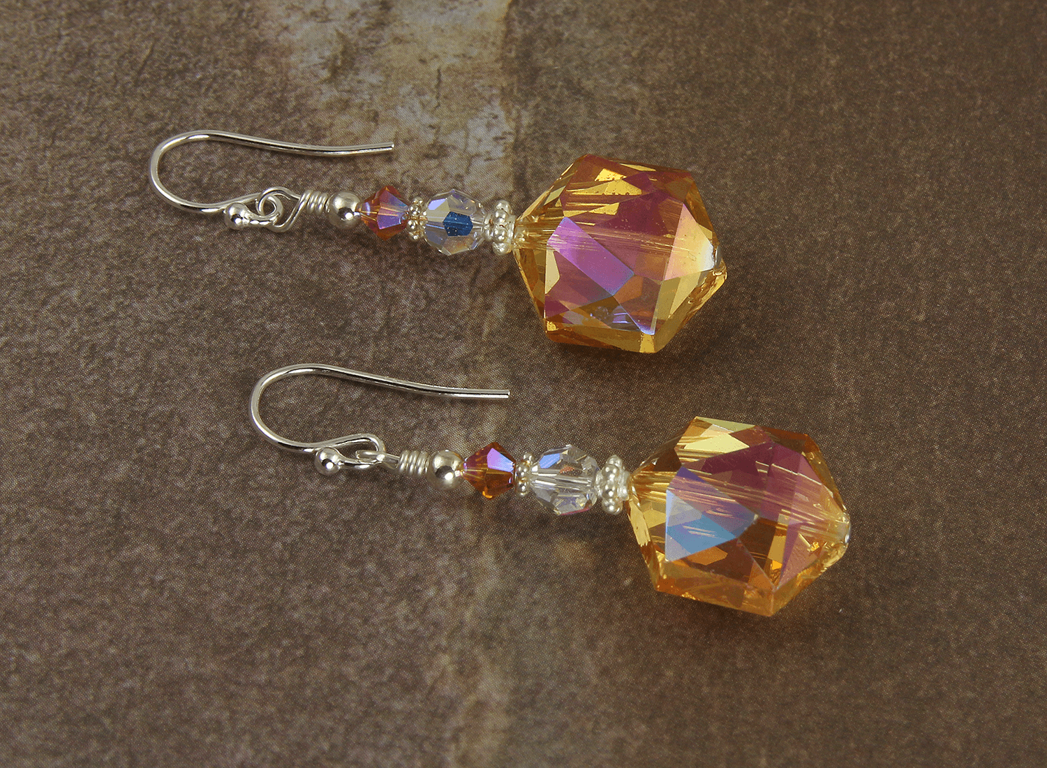 Tangerine Orange Crystal Beaded Earrings for Women - Elegant Dangle Drop Jewelry for Party, Wedding & Evening Wear