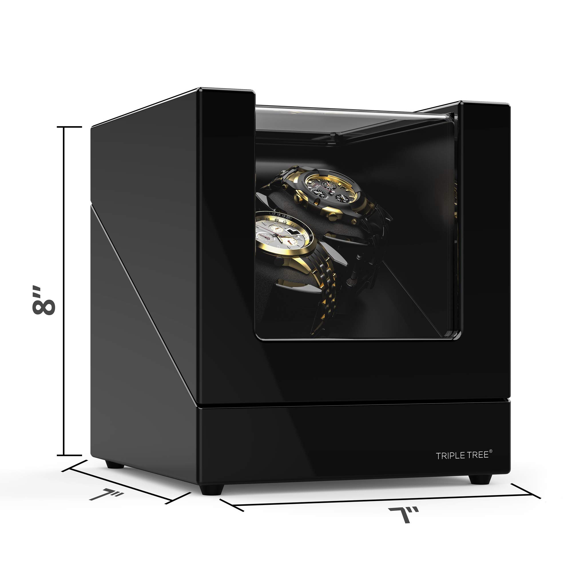 Premium Double Watch Winder for Automatic Watches - Wooden Shell with Piano Finish, Ultra-Quiet Japanese Motor & Adjustable PU Leather Pillows - Perfect for Men's & Women's Luxury Watch Collection (Ideal for Home/Office Display & Nighttime Storage)