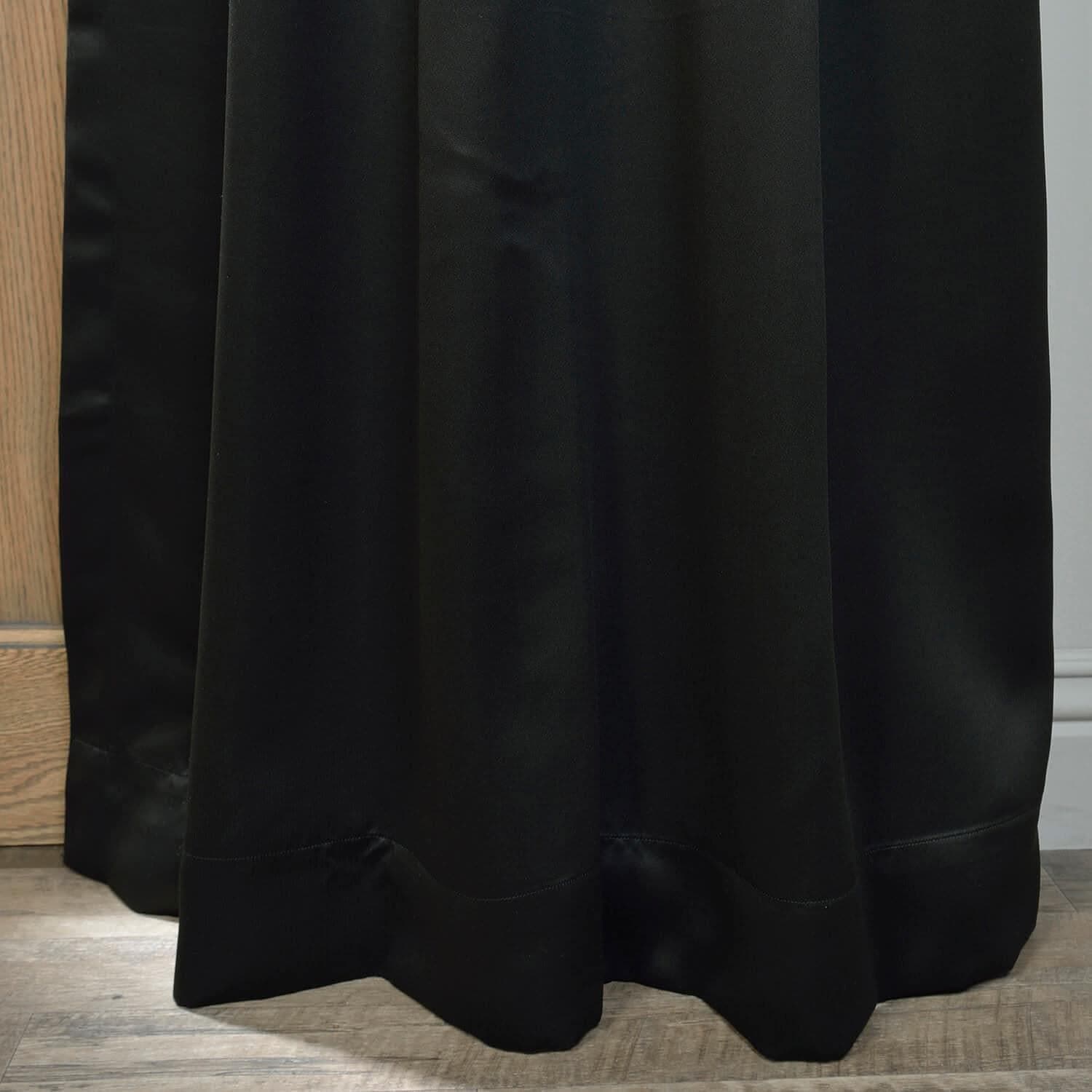 Jet Black Grommet Blackout Curtains for Bedroom - Thermal Insulated Window Drapes for Noise Reduction & Light Blocking - Perfect for Home Theater, Nursery & Shift Workers