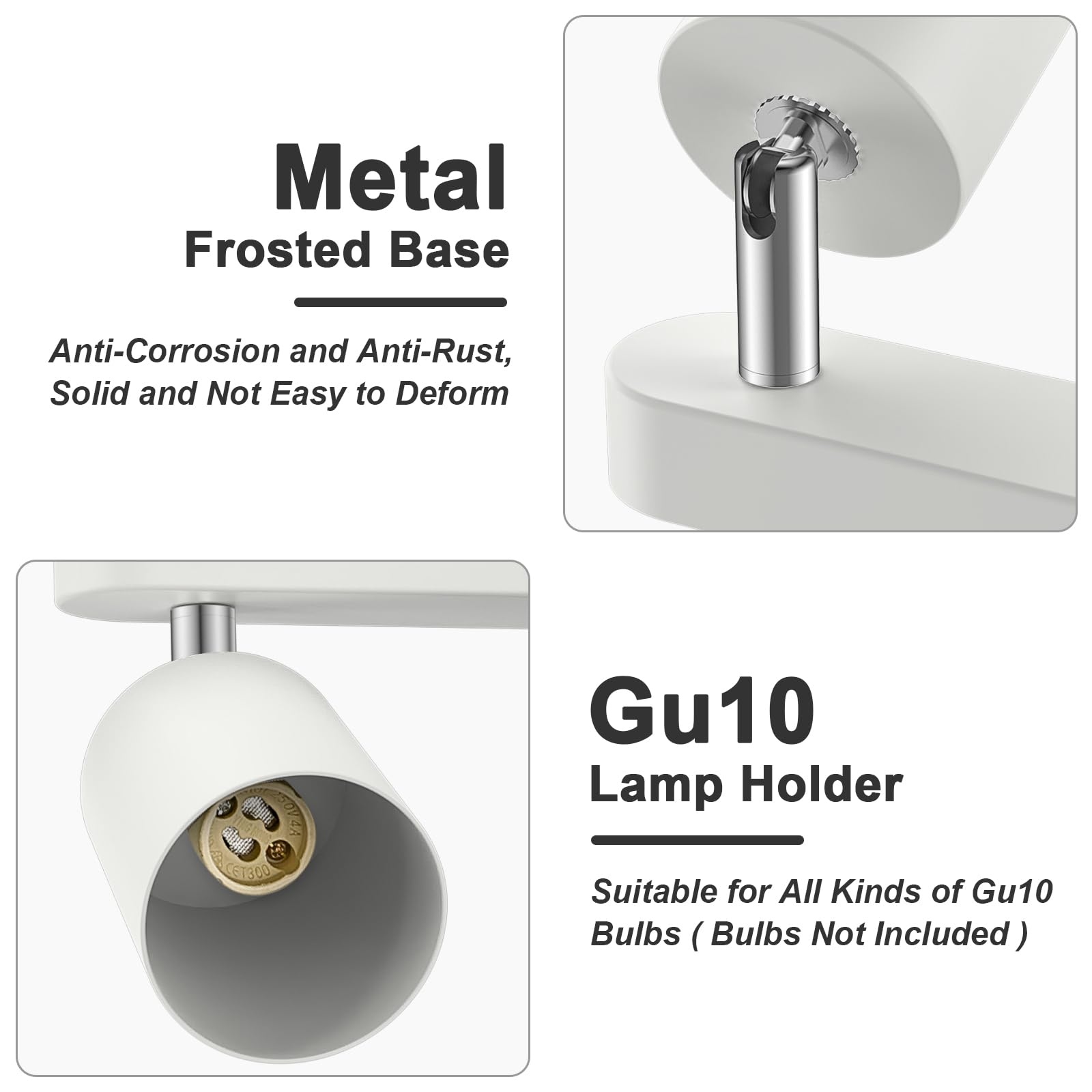 Flexible Rotatable LED Track Lighting Kit - Adjustable Ceiling Light Fixtures for Kitchen, Living Room, Bedroom - GU10 Bulb Not Included (White Strip 4) - Perfect for Modern Home Lighting & Accent Decor