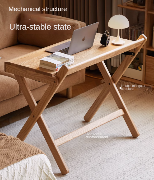 Solid Oak Wood Modern Folding Table - Space-Saving Dining & Work Desk for Small Apartments, Outdoor Picnics & Home Office