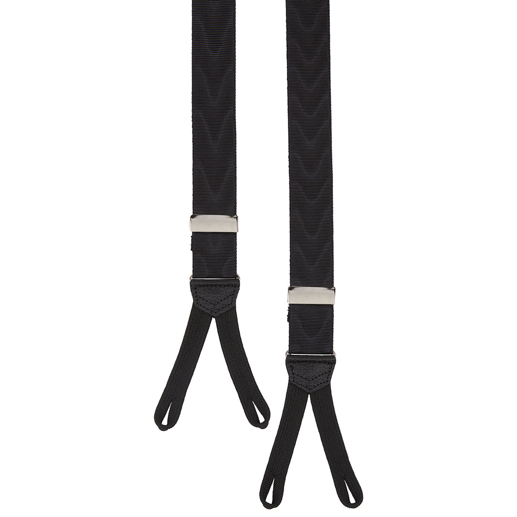 Black 32mm Moire Braces for Men - Premium Elastic Suspenders for Formal Wear & Vintage Style Outfits