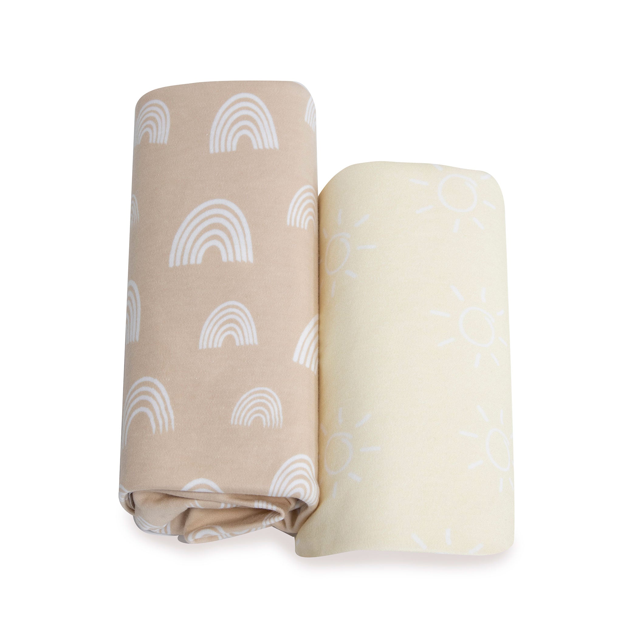 Nordic 2-Pack Jersey Cotton Co-Sleeper & Bedside Sleeper Fitted Sheets - Soft Vanilla & Latte Colors - Perfect for Baby Bassinets, Cribs and Nursery Bedding