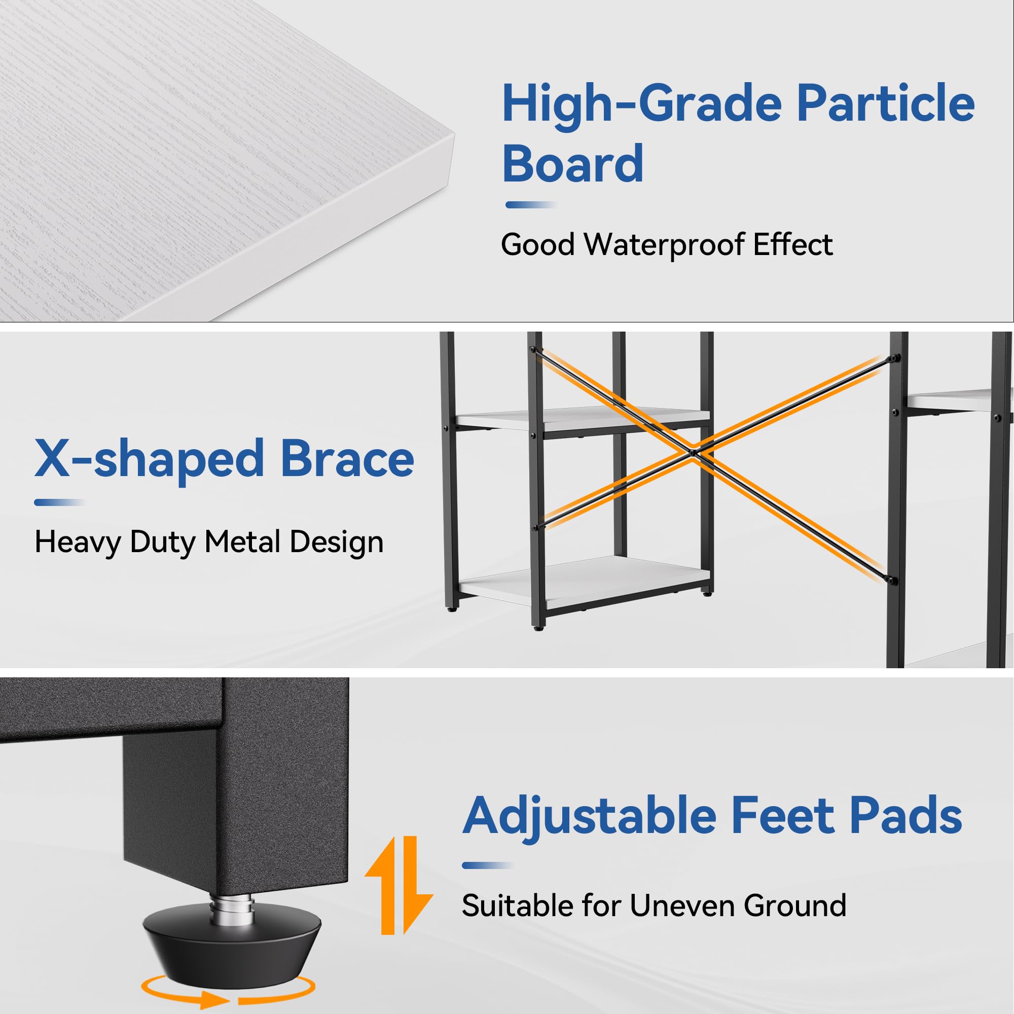 63 Inch White Computer Desk with Storage Shelves & Bookshelf - Home Office Desk for Study, Writing, PC Work, Gaming - Perfect for Small Spaces, Dorm Rooms & Workstations