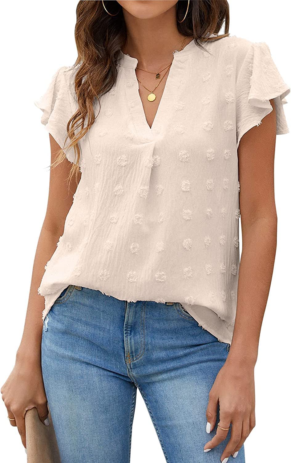 Women's V Neck Lace Crochet Tunic Top - Flowy Casual Blouse Shirt for Summer, Beach, and Boho Style Outfits | Perfect for Date Night, Vacation, and Everyday Wear