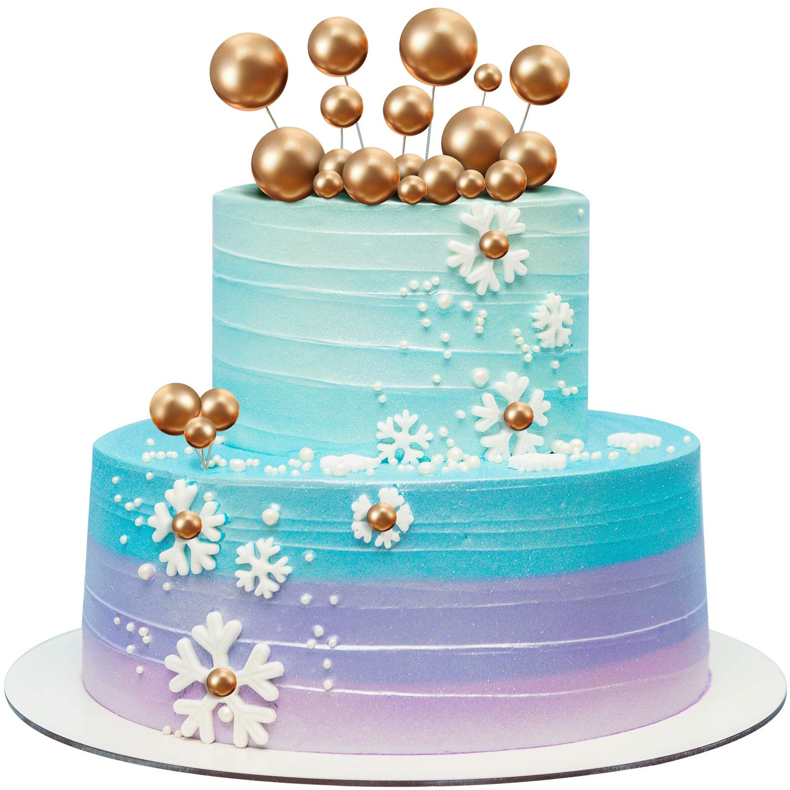 66-Piece Mini Balloon Cake Toppers - Gold Faux Pearl Ball Cake Decorations for DIY Baking, Anniversary, Graduation, Birthday & Baby Shower Parties | Perfect for Wedding Cakes, Cupcake Toppers and Dessert Table Decor