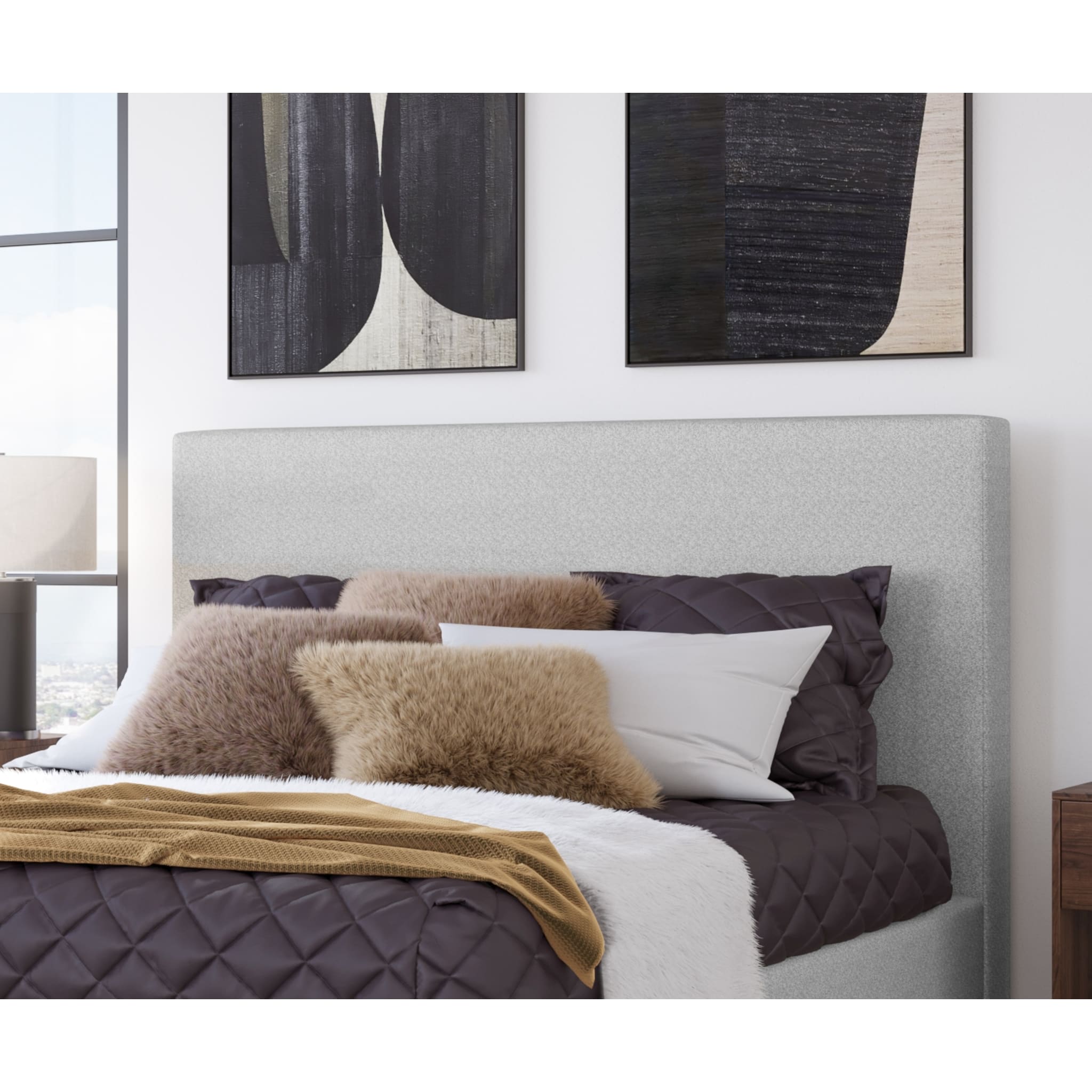 Olivia Upholstered Headboard - Queen Size Linen Fabric Bed Frame Headboard for Bedroom Decor | Perfect for Master Bedroom, Guest Room & Home Staging