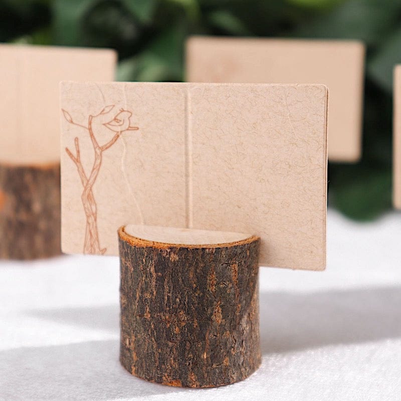 4 Natural Wood Table Sign Holders with Place Cards - Perfect for Weddings, Restaurants, and Events