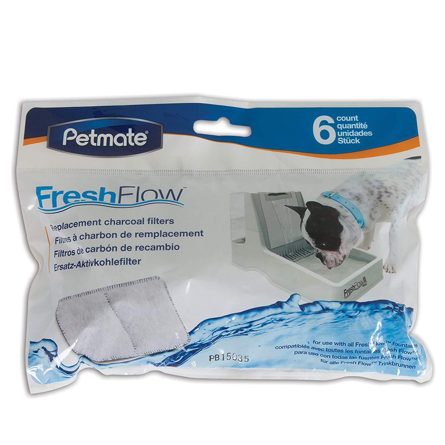 Petmate 6 Count Fresh Flow Replacement Water Filter for Pet Fountains - Gray | Compatible with Most Pet Water Dispensers | Keep Your Pet Hydrated with Clean Water