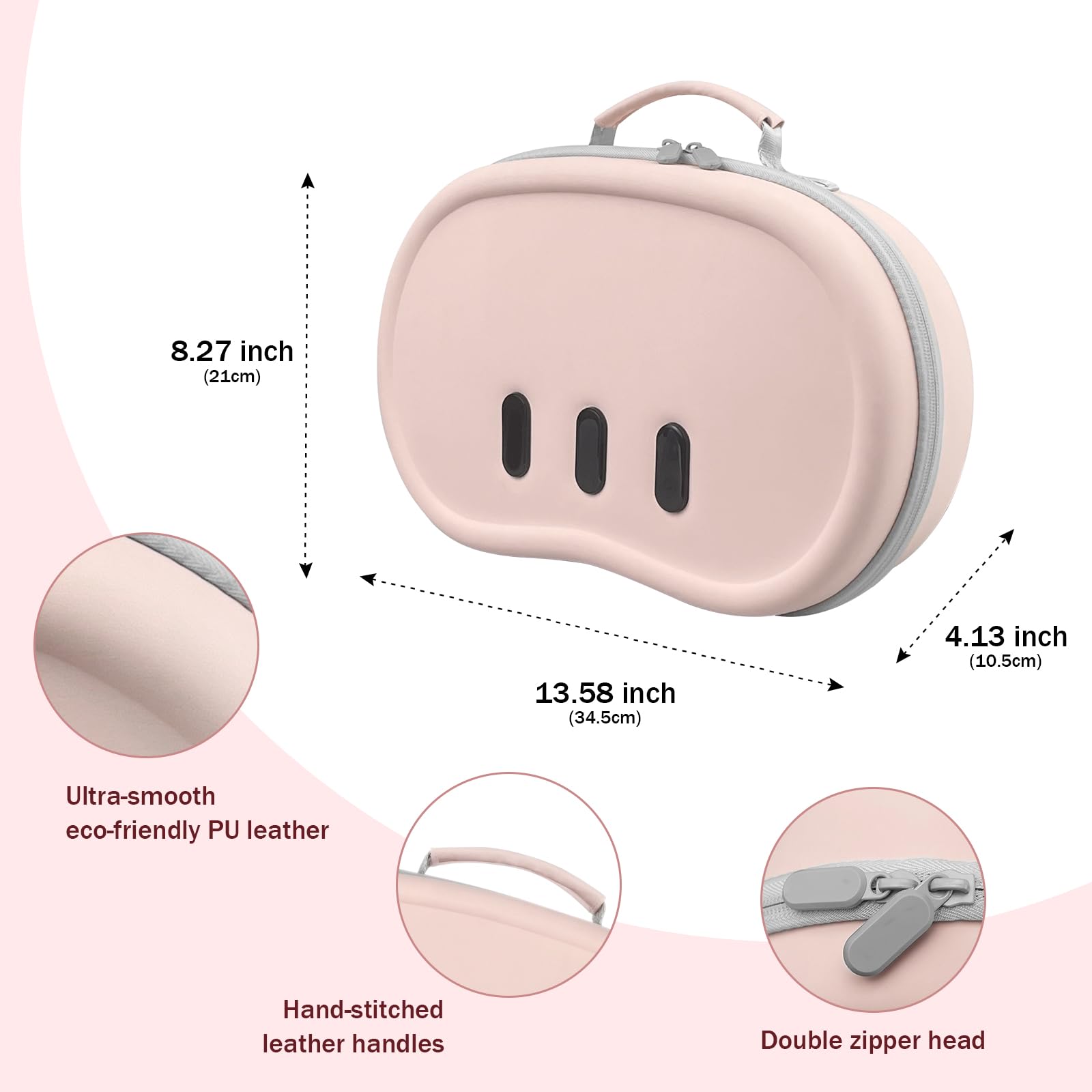 Premium Hard PU Leather Carrying Case for Meta Oculus Quest 3 VR Headset - Protective Travel Storage Case with Easy Clean Surface | Fits Quest Controllers & Accessories | Pink | Perfect for Travel, Gaming Events & Home Storage