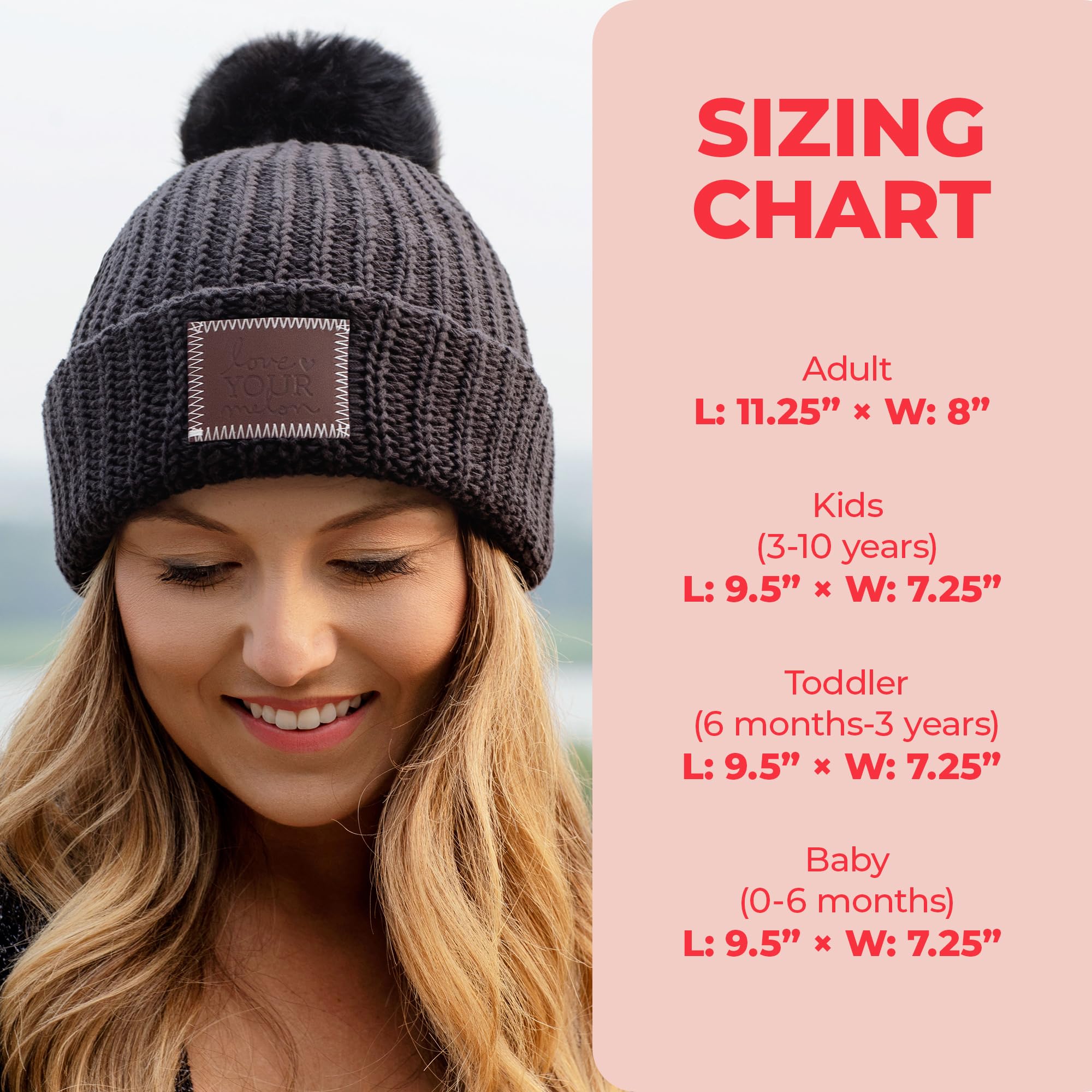 Love Your Melon Beanie for Women & Men - 100% Soft Cotton Stretchable Pom Knit Winter Hat - Thick & Stylish Unisex Beanie for Cold Weather - Perfect for Skiing, Snowboarding & Outdoor Activities