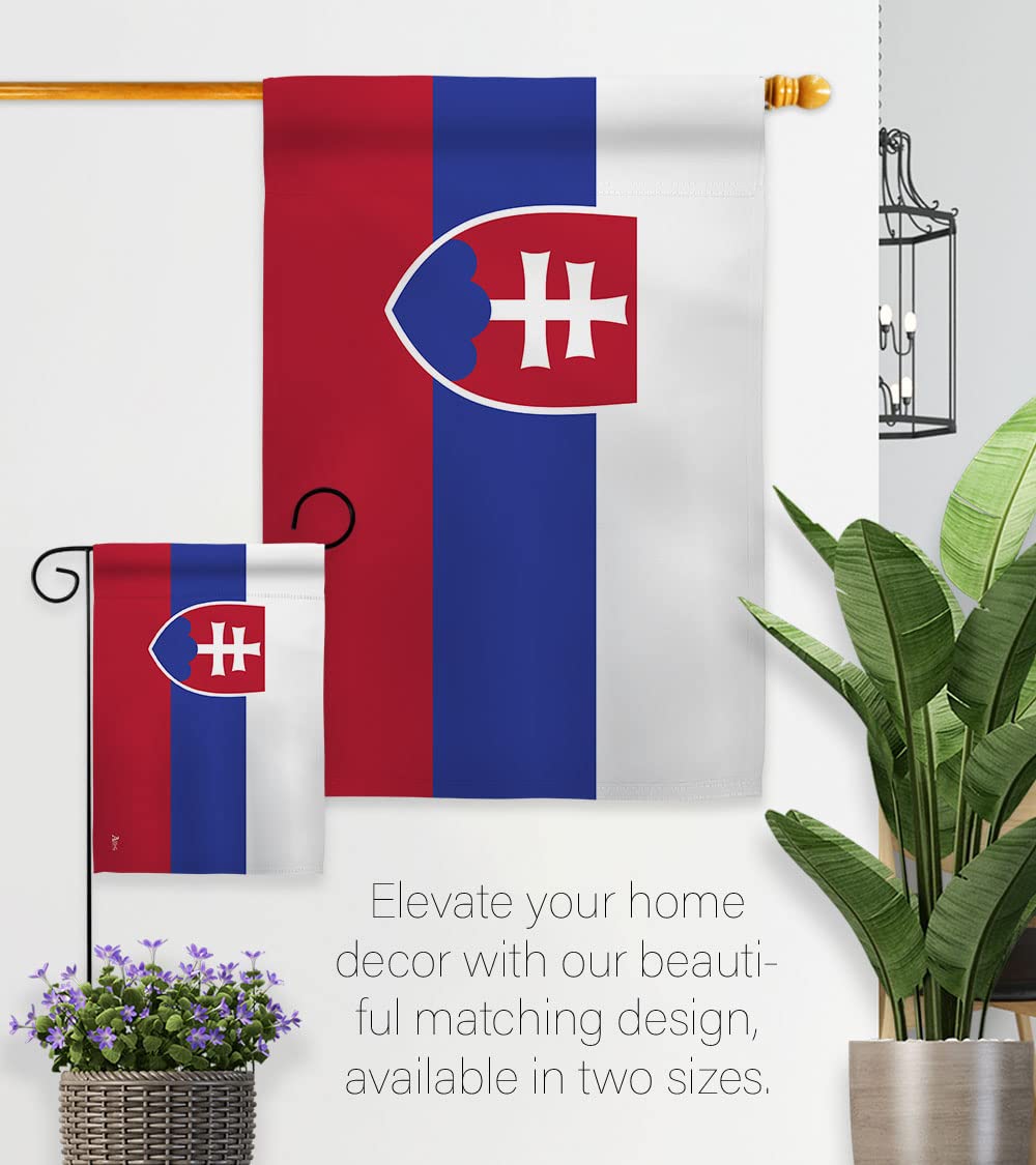 Americana Home & Garden Slovakia Double-Sided Garden Flag Set with Stand - International Country Regional House Decoration Banner for Yard, Patio & Outdoor Decor - Made in USA