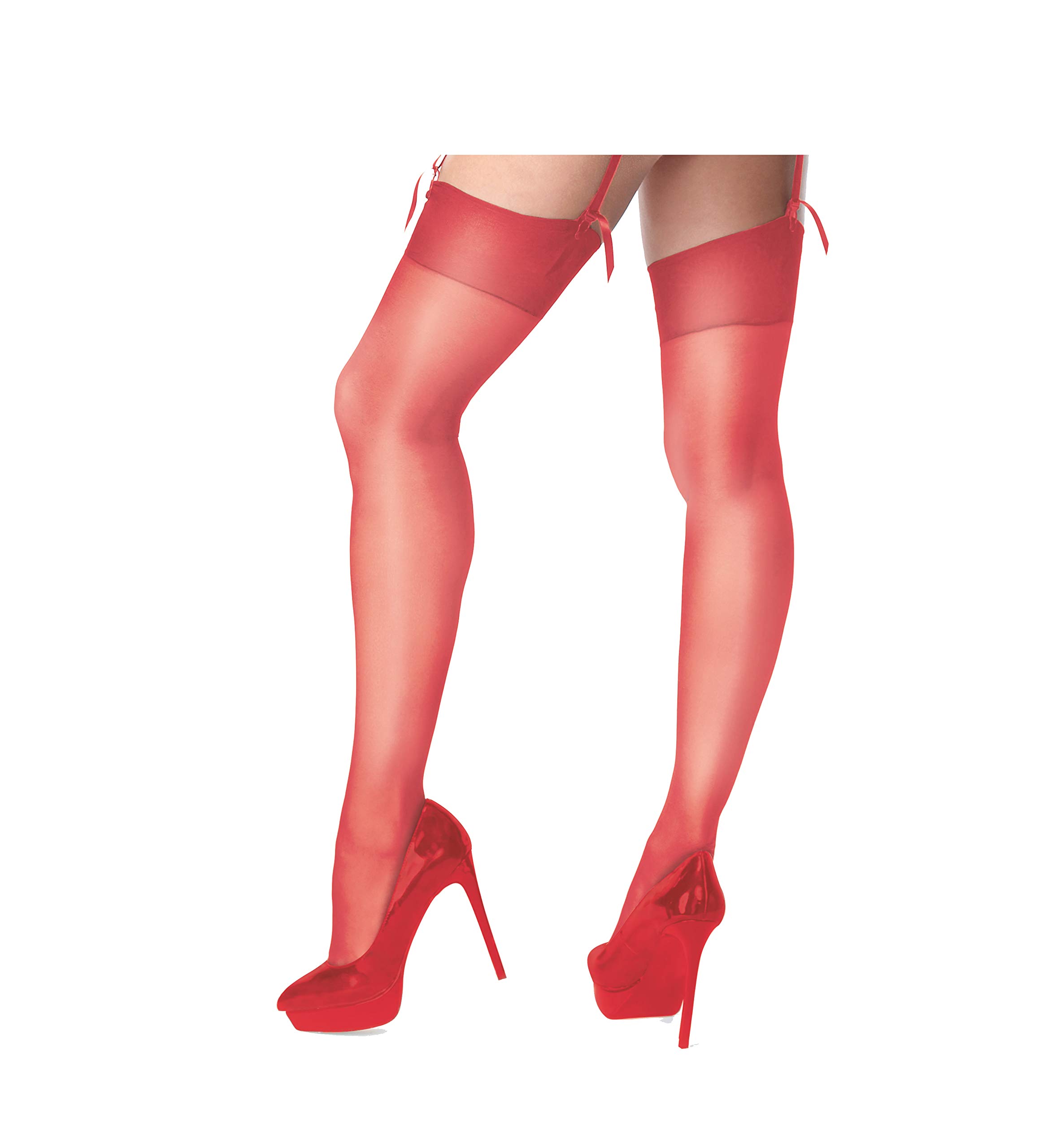 Miss O Silky Stockings for Women - Small/Medium Size - Vibrant Red Sheer Pantyhose - Perfect for Office, Parties & Special Occasions