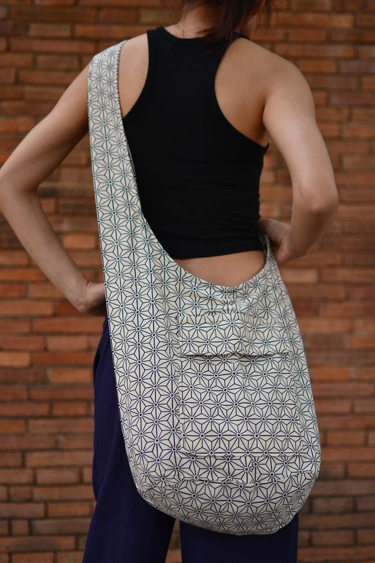 Boho Crossbody Bag for Women & Men - Handmade Cotton Shoulder Purse - Perfect for Travel, Shopping & Everyday Use