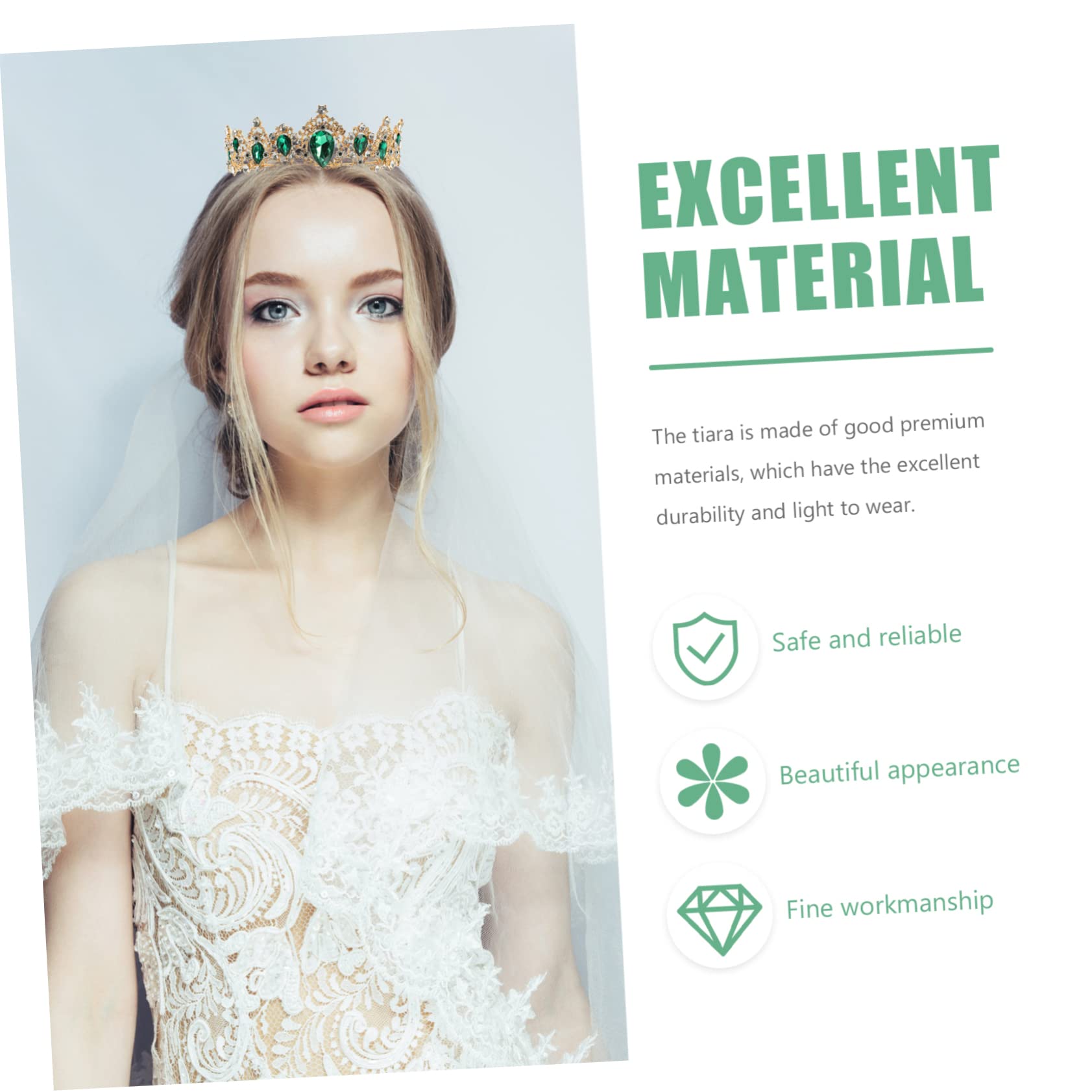 FOMIYES Lightweight Green Tiara for Women – Elegant Bridal Crown Wedding Headpiece for Brides, Princess Parties & Special Occasions