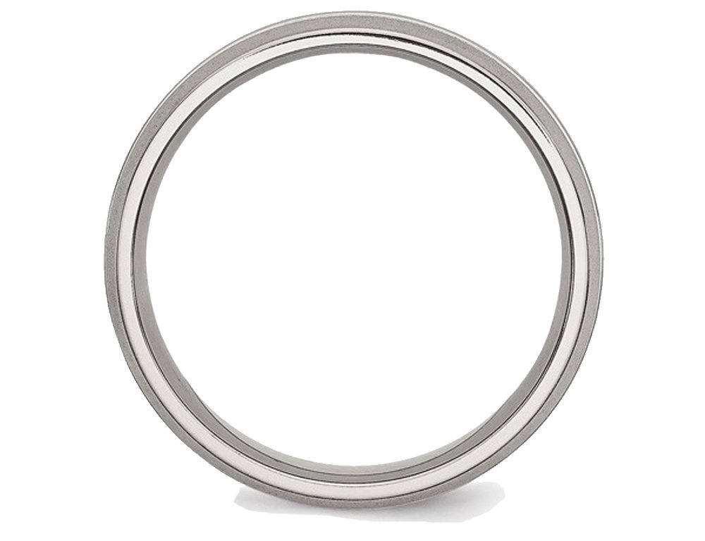 6mm Titanium Wedding Band Ring for Men - Brushed & Grooved Design, Durable & Comfortable - Perfect for Weddings, Anniversaries, and Everyday Wear