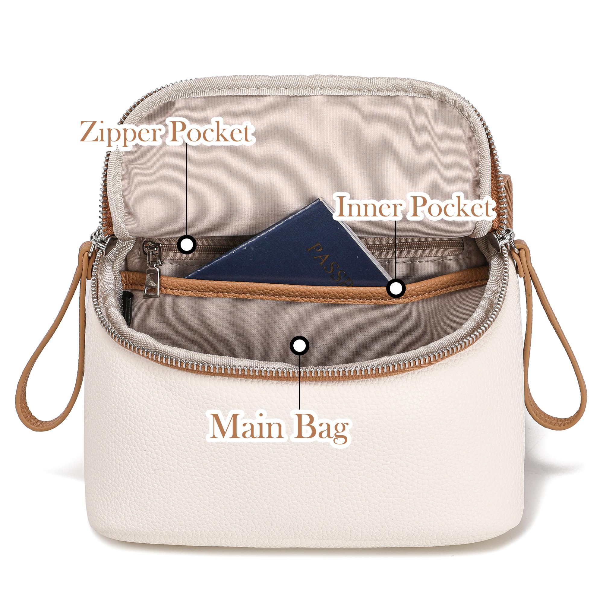 Haytijoe Plus Size Fanny Pack for Women - Fashion Waist Pack, Crossbody Bag & Belt Bag - Adjustable Travel Bum Bag (White/Brown) - Perfect for Hiking, Concerts & Daily Use