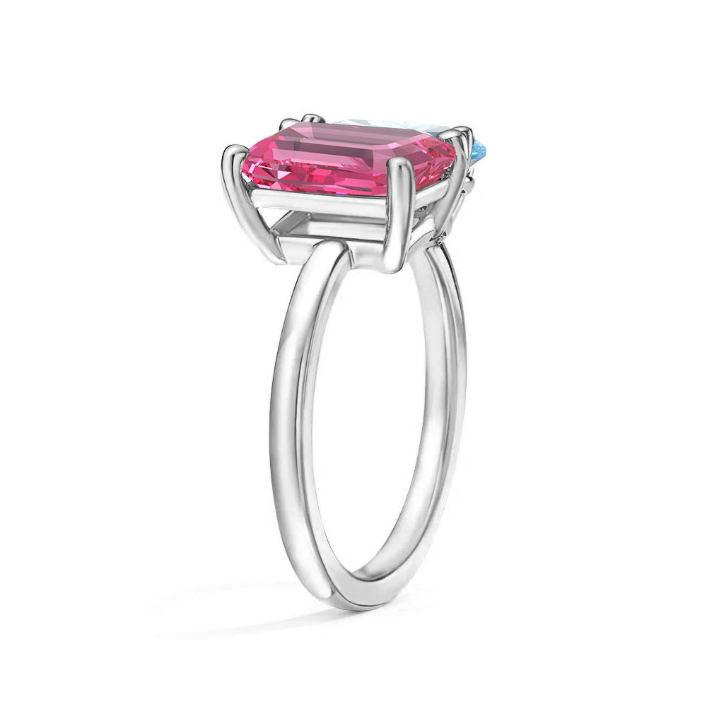Personalized Pink Tourmaline Toi et Moi Ring - Custom Birthstone Anniversary Jewelry for Couples, Women's Romantic Gift for Valentine's Day, Engagement or Special Occasions