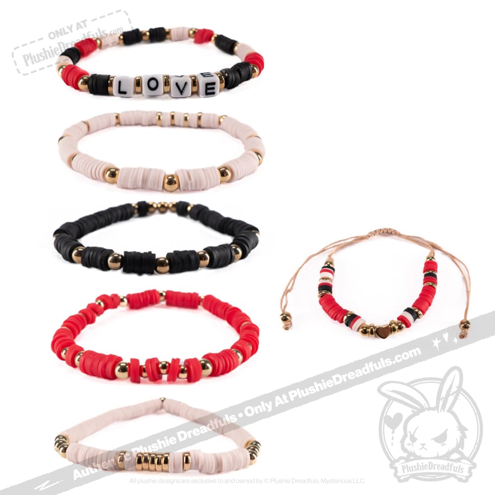 Plushie Dreadfuls Love Rabbit Stacking Friendship Bracelet - Cute Bunny Charm Bracelet for Best Friends, Couples & Teens - Perfect for Valentine's Day Gifts, Birthday Presents & Everyday Wear