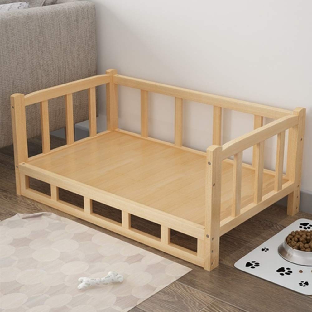 La La Pet® Elevated Wooden Dog Bed - Single Tier Raised Pet Sofa with Fence for Small & Medium Dogs & Cats - XXL Size - Perfect for Indoor Kennel, Living Room & Bedroom Pet Furniture