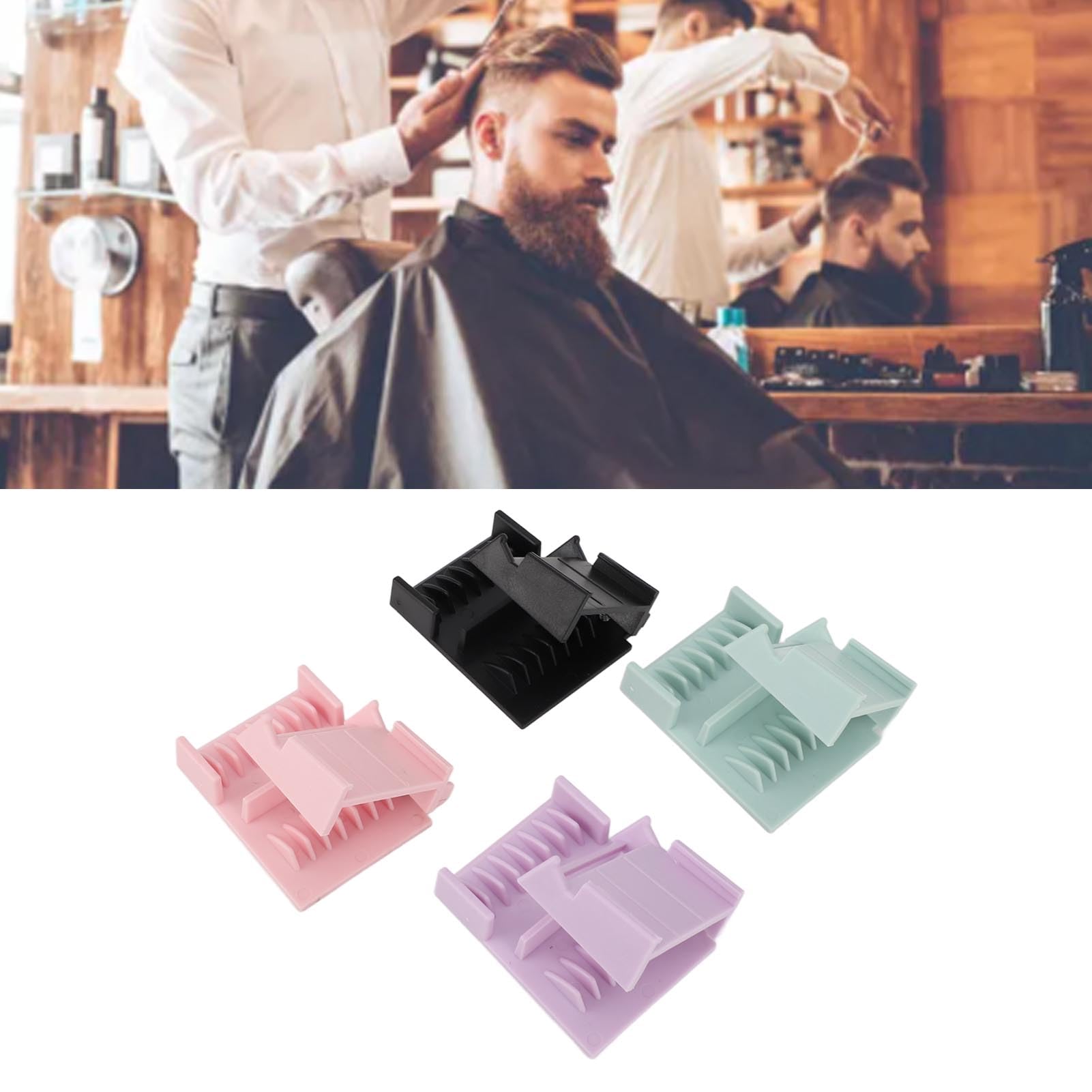 Professional Hair Trimmer Clipper Guard Combs Set - 4 Color Nozzle Clipper Guards with Positioning Comb for Split Ends Removal - Suitable for All Ages & Easy to Use - Perfect for Home Haircuts, Beard Trimming & DIY Grooming