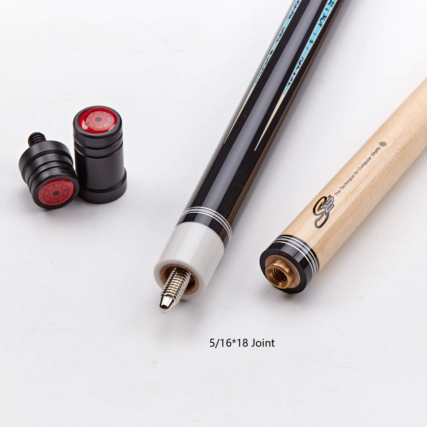 **Collapsar CXT 58-Inch Professional Pool Cue Stick - Black with Cream Points & Turquoise, Wrapless Handle | Includes Soft Case | Perfect for Billiards, Pool Halls & Home Game Rooms**