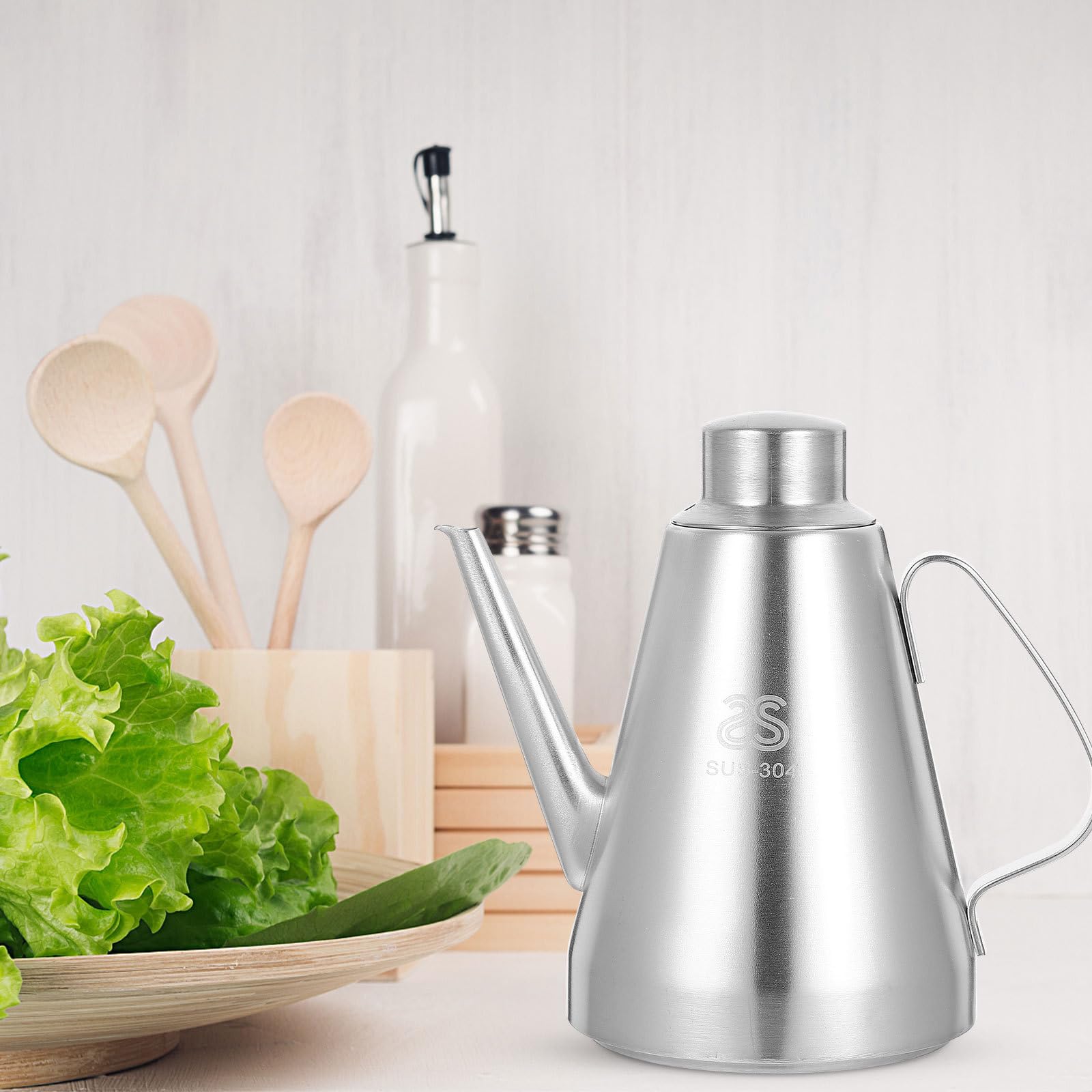 Premium Stainless Steel Olive Oil Dispenser Bottle - 1400ML Leakproof Kitchen Oil Container for Olive Oil, Vinegar, Soy Sauce | Perfect for Drizzling, Cooking & Salad Dressing